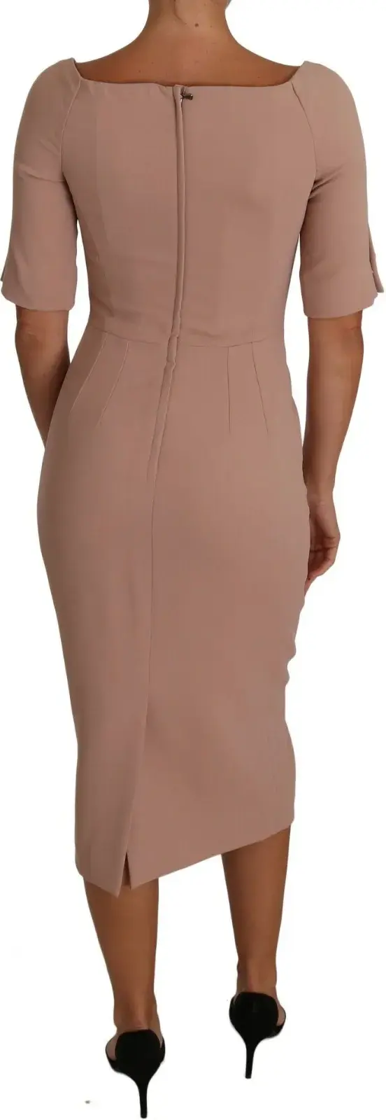 Dusty Pink Midi Sheath Crystal Buttons Dress by Dolce & Gabbana