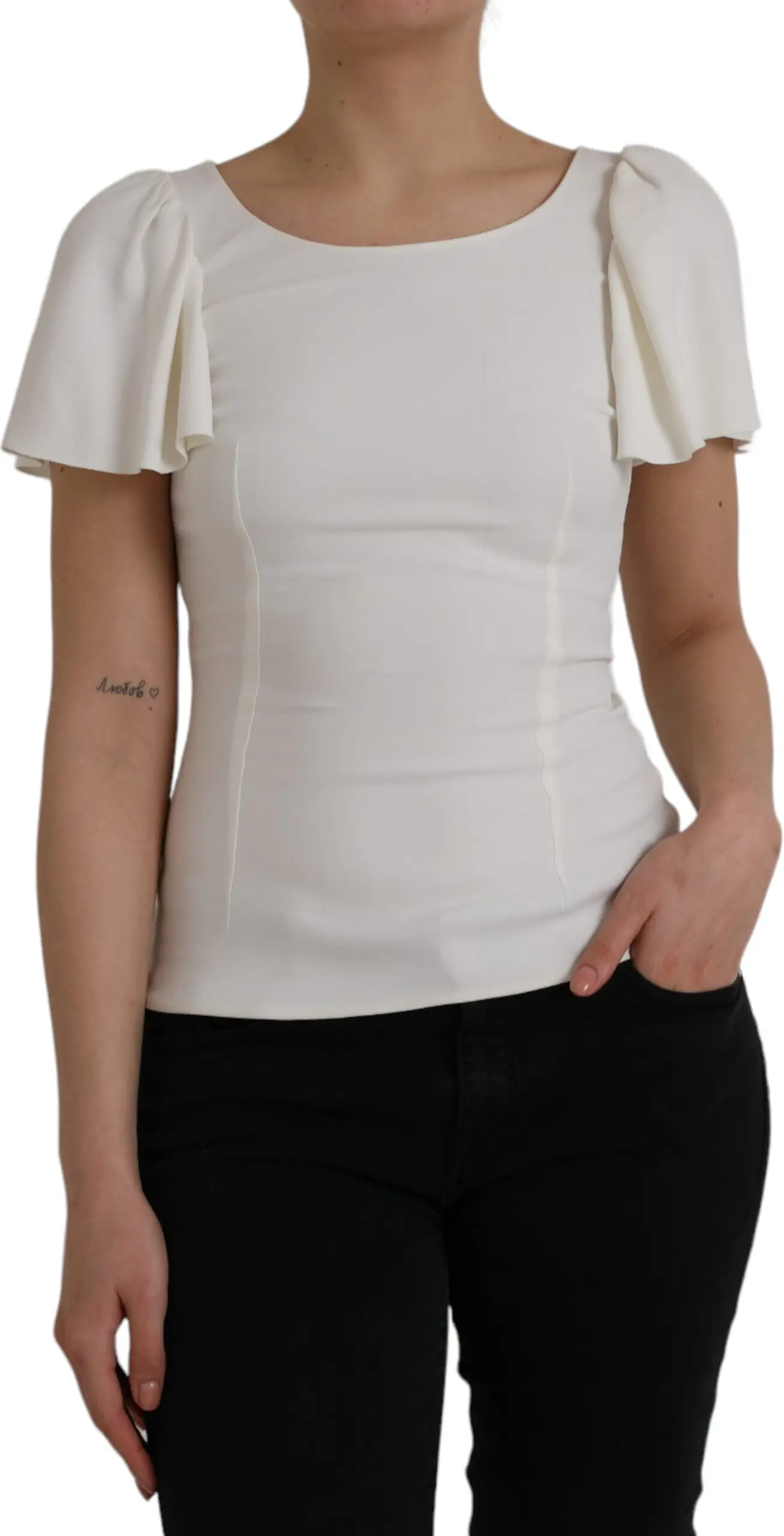 White Viscose Round Neck Short Sleeves Top Dolce & Gabbana