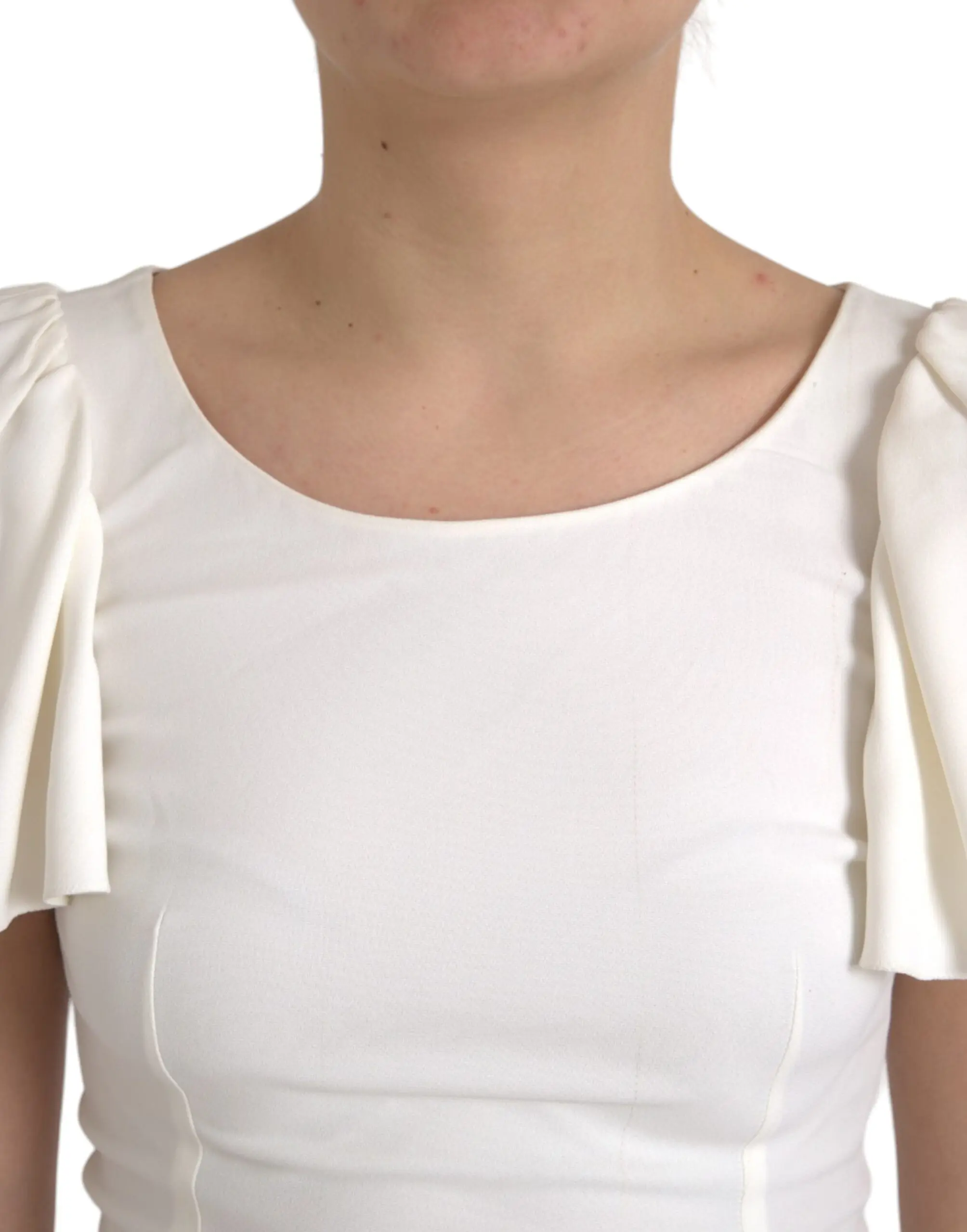 White Viscose Round Neck Short Sleeves Top Dolce & Gabbana