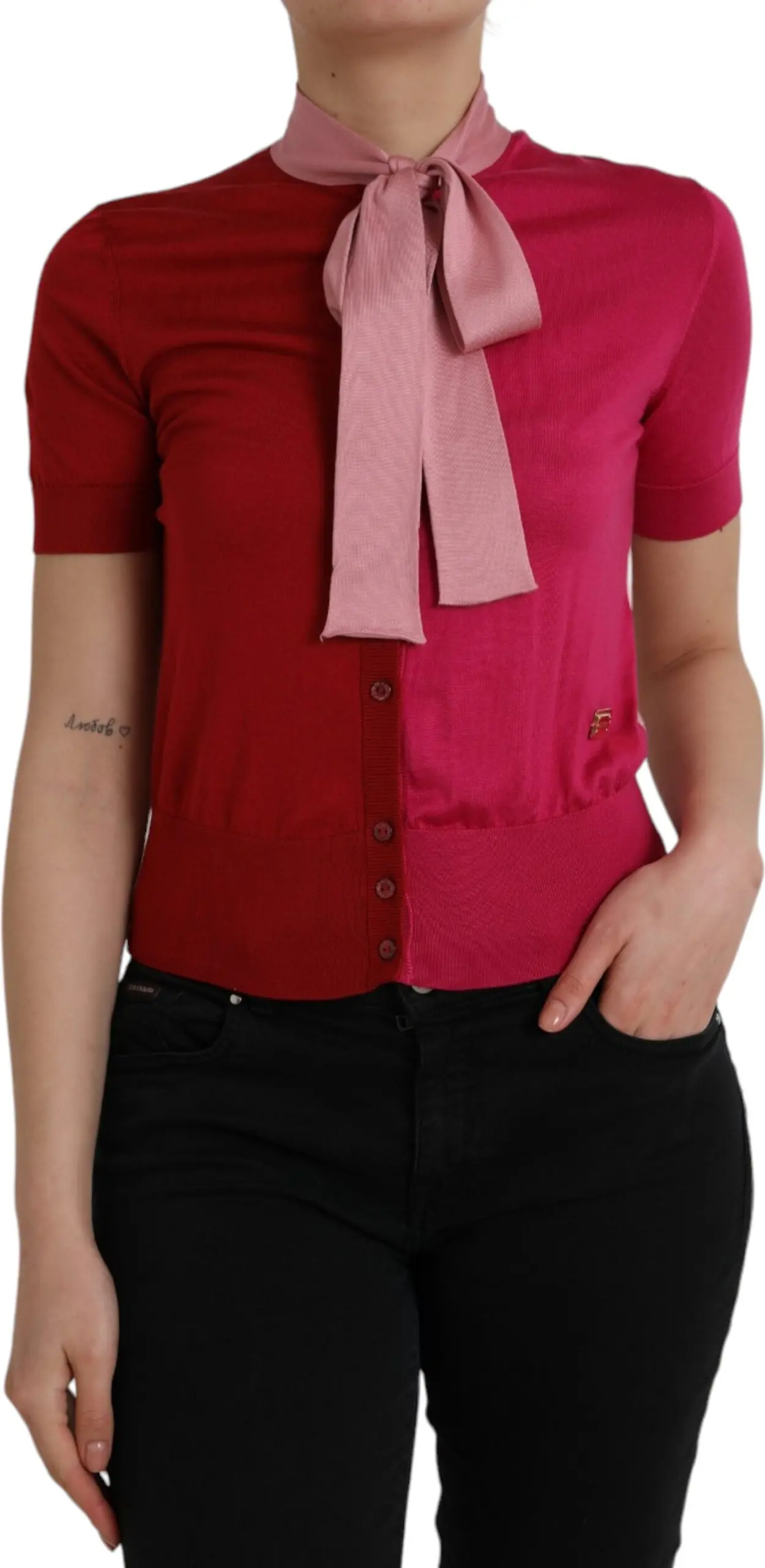 Pink Short Sleeves Pullover Top Dolce & Gabbana
