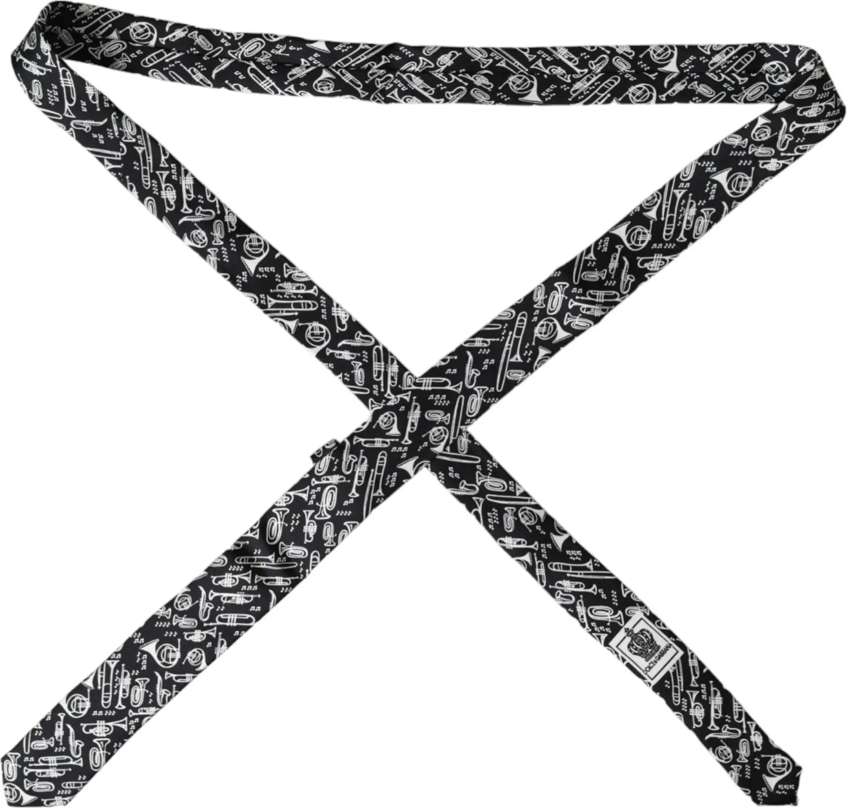 Tie Dolce & Gabbana Black Trumpet Print Silk Adjustable Tie