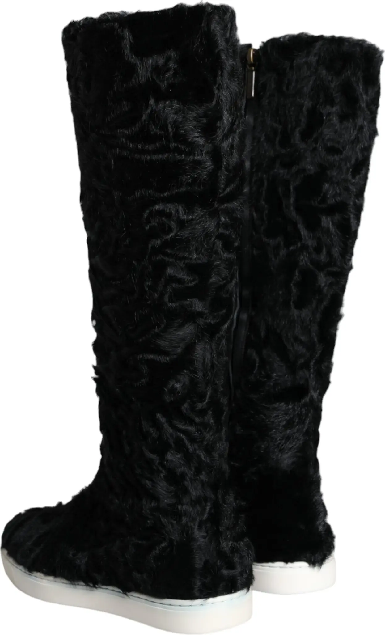 Shoes Dolce & Gabbana Black Xiangao Lamb Fur Leather Boots