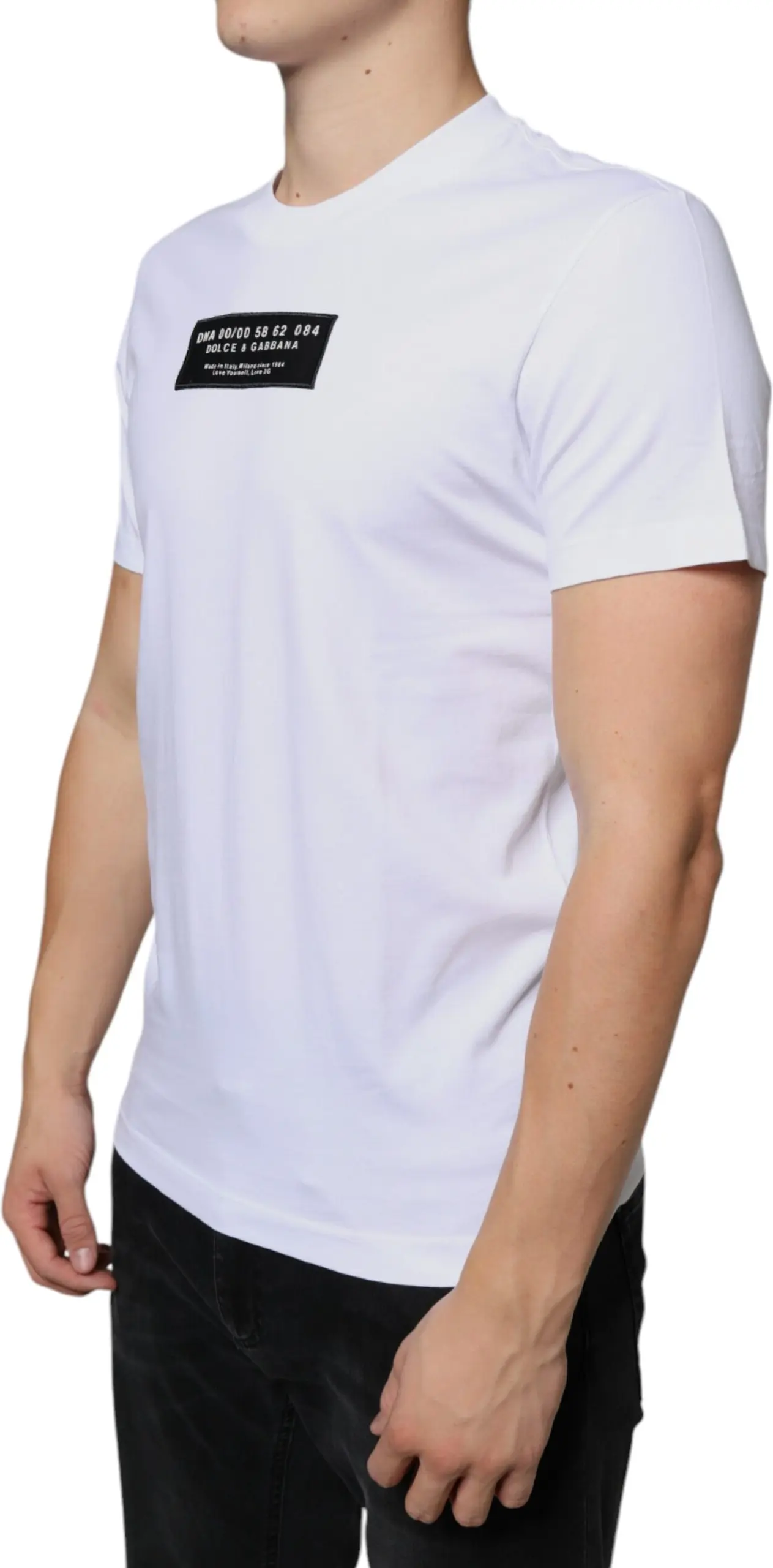 White Cotton DG Applique Casual T-shirt
