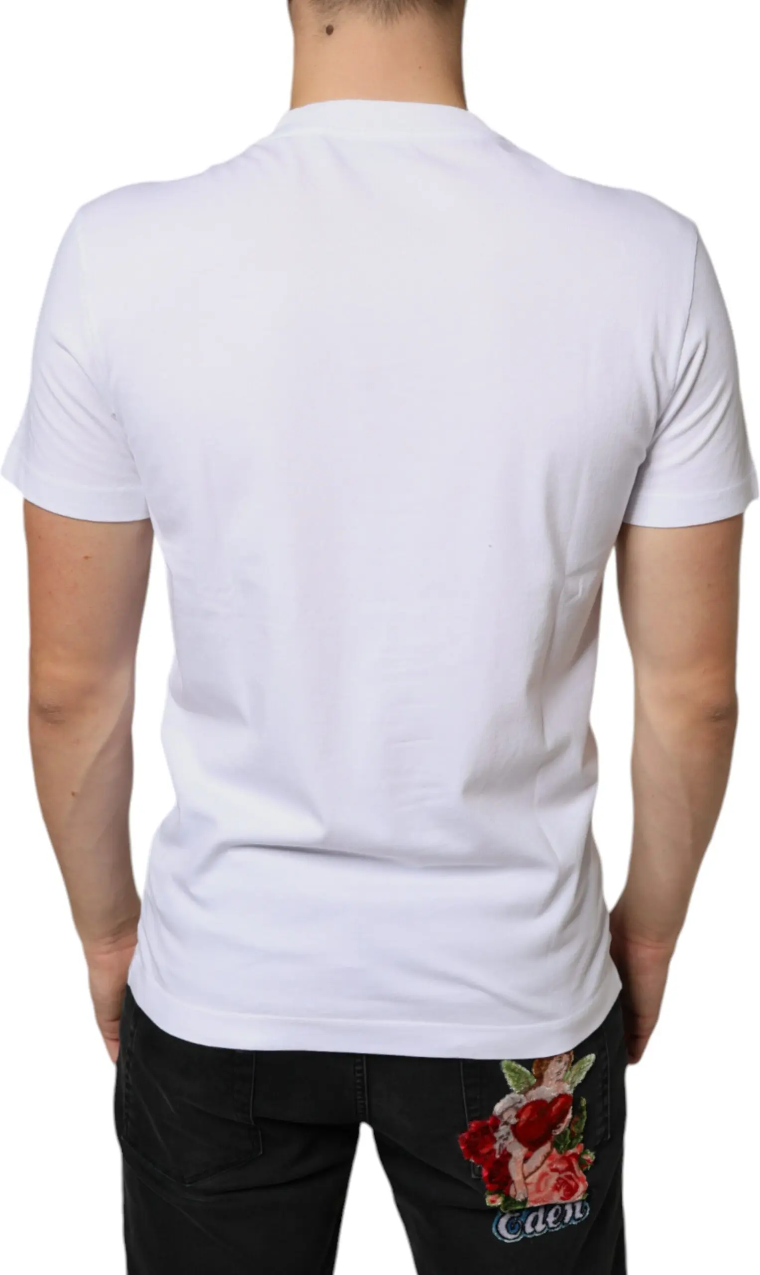 White Cotton DG Applique Casual T-shirt