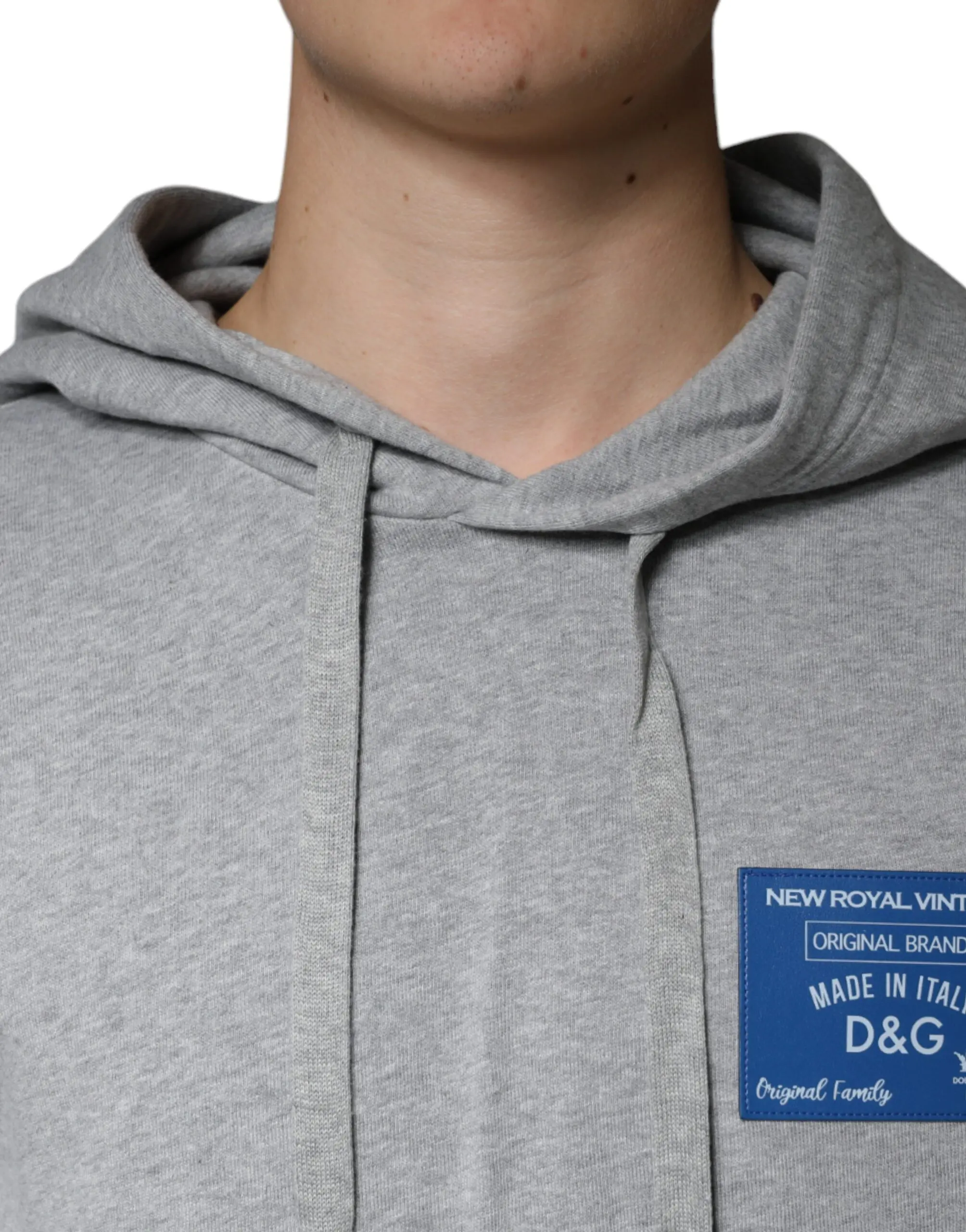 Gray Cotton Logo Hooded Sweatshirt Sweater Dolce & Gabbana