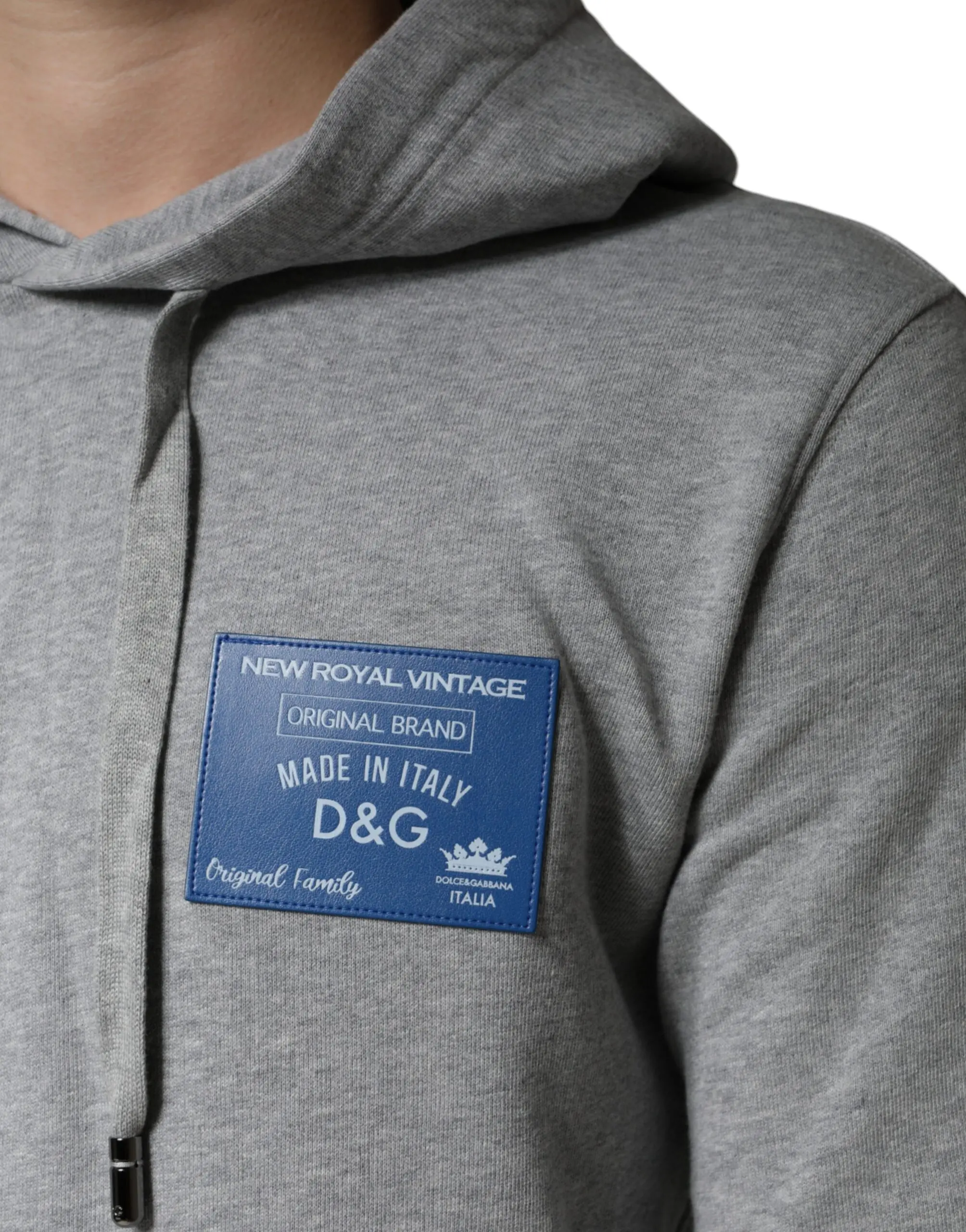 Gray Cotton Logo Hooded Sweatshirt Sweater Dolce & Gabbana