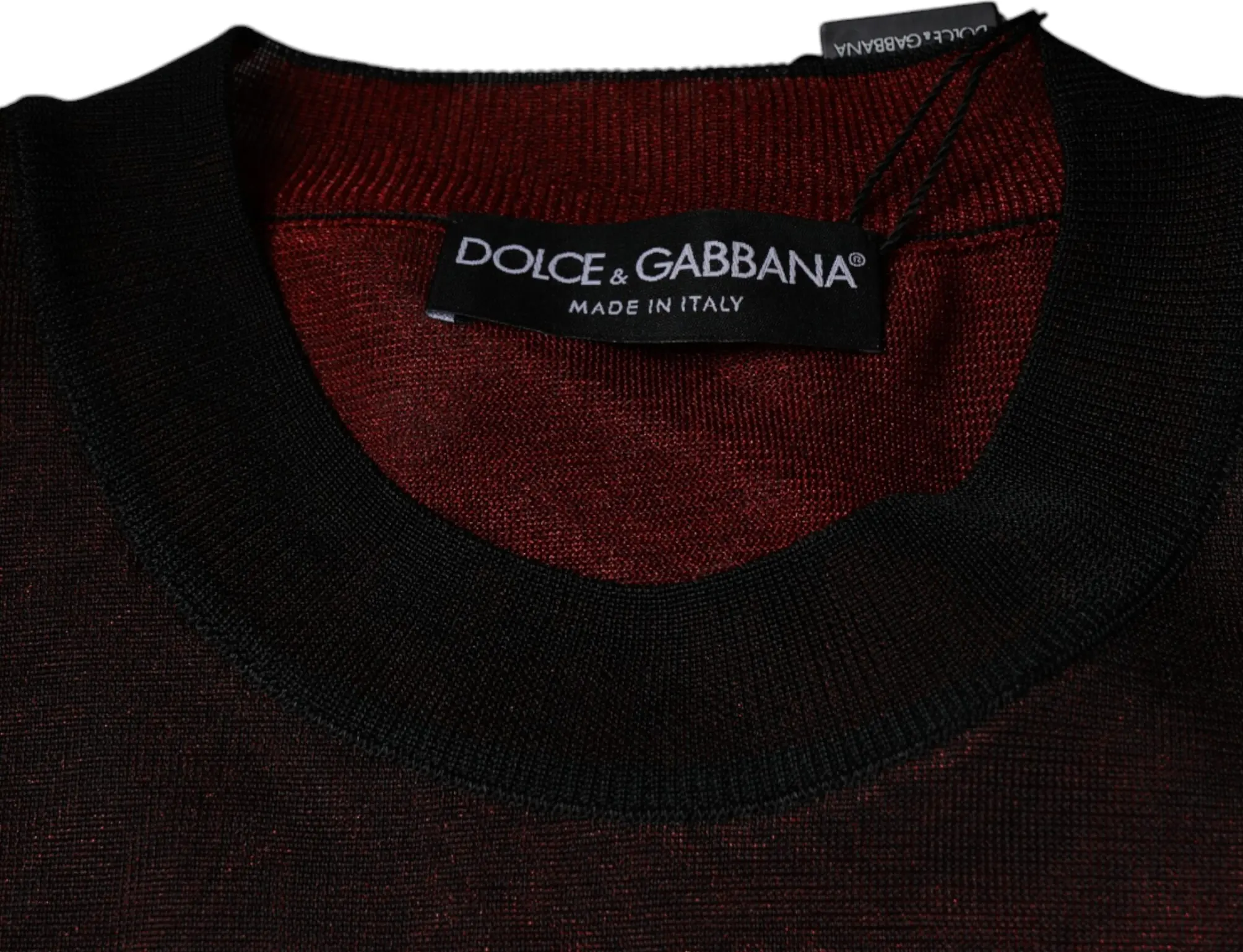 Свитер Dolce & Gabbana бордовый с круглым вырезом из полиэстера