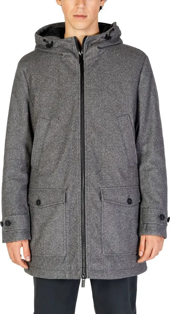 Gray Polyester Coat by Hamaki-Ho