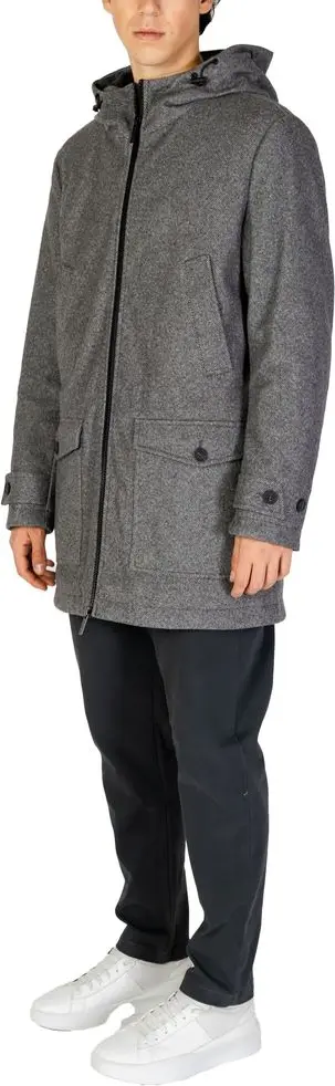 Gray Polyester Coat by Hamaki-Ho