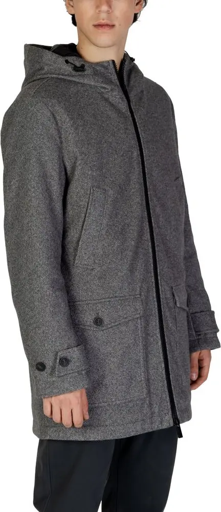 Gray Polyester Coat by Hamaki-Ho
