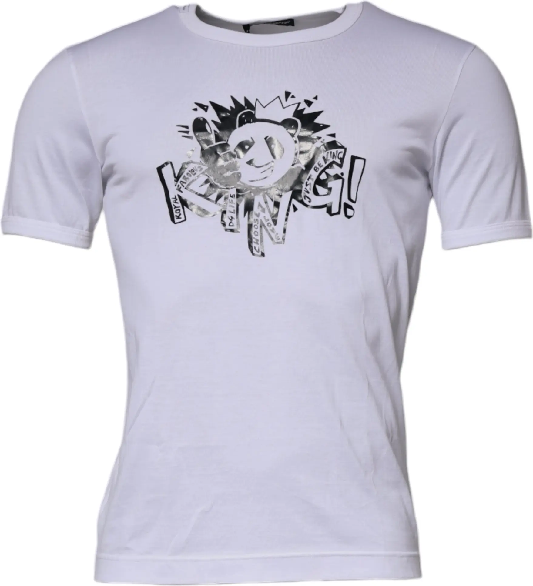 T-shirt Dolce & Gabbana White Panda King Cotton Crew Neck