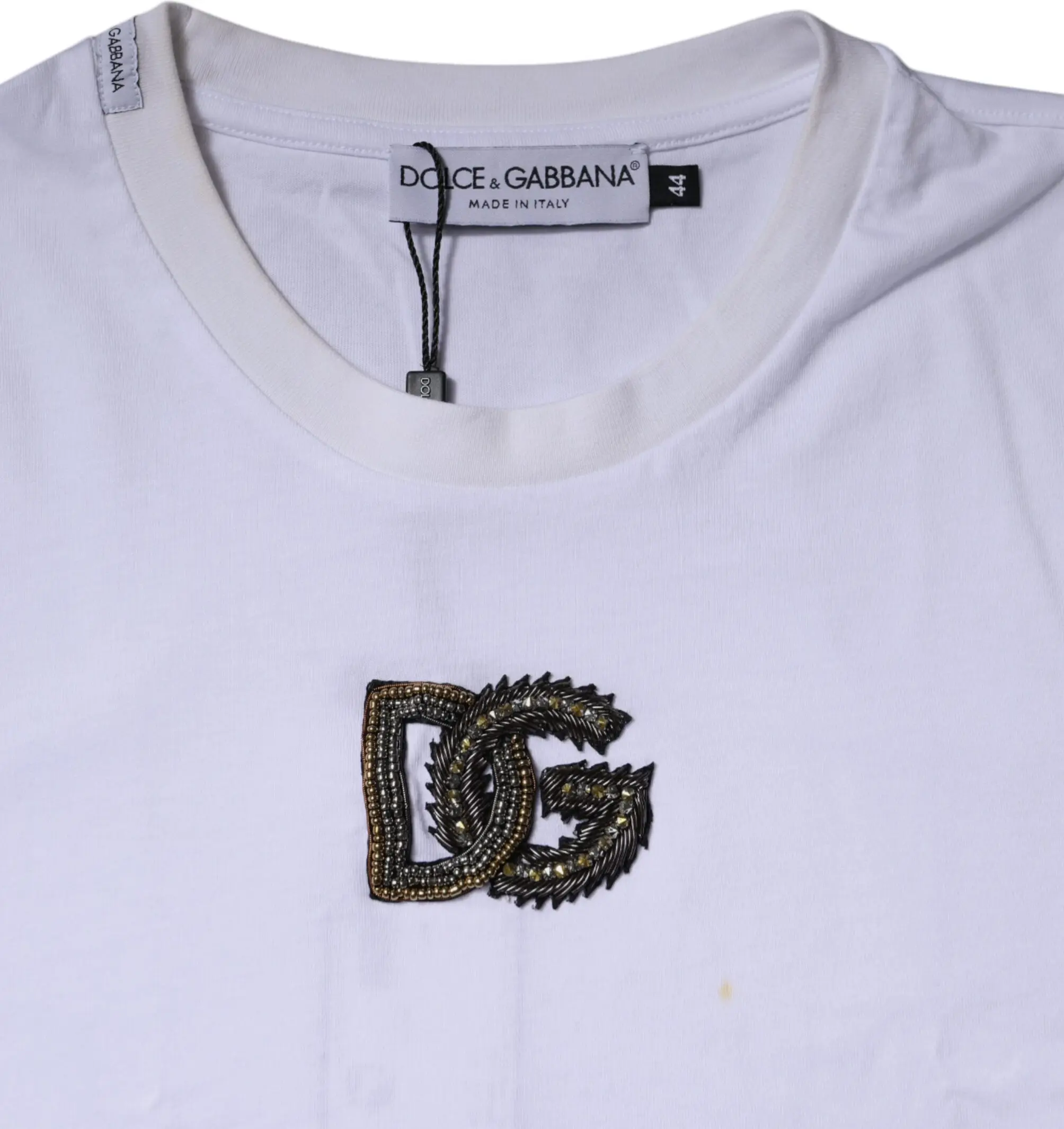 Футболка Dolce & Gabbana Белая хлопковая футболка с круглым вырезом и логотипом DG