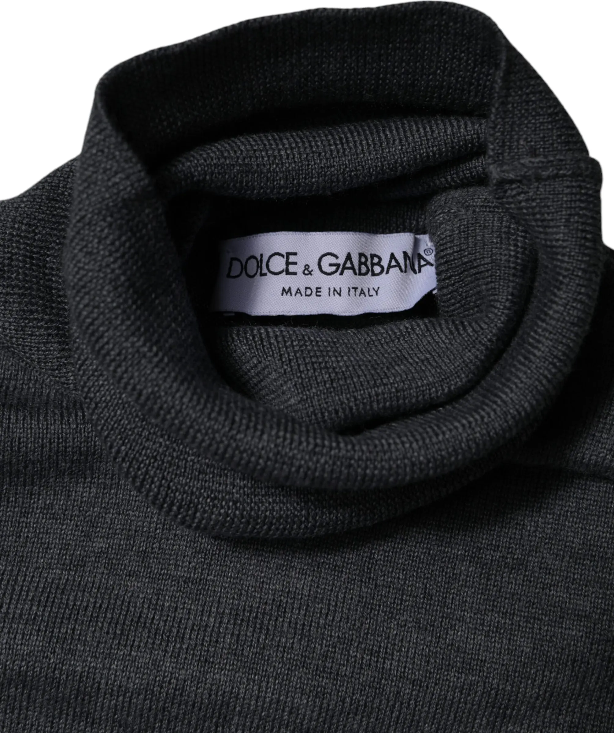 Dolce & Gabbana Gray Wool Logo Turtleneck Pullover Sweater