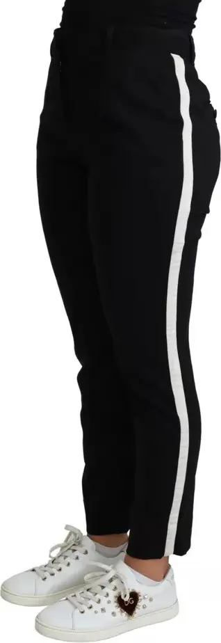Black Virgin Wool Stretch Skinny Pants Dolce & Gabbana