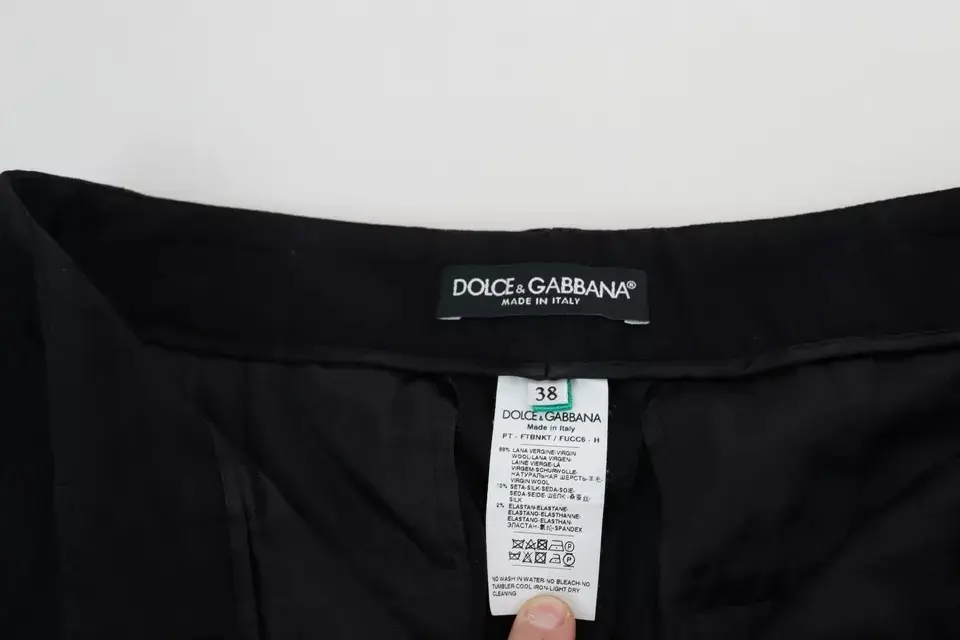 Black Virgin Wool Stretch Skinny Pants Dolce & Gabbana