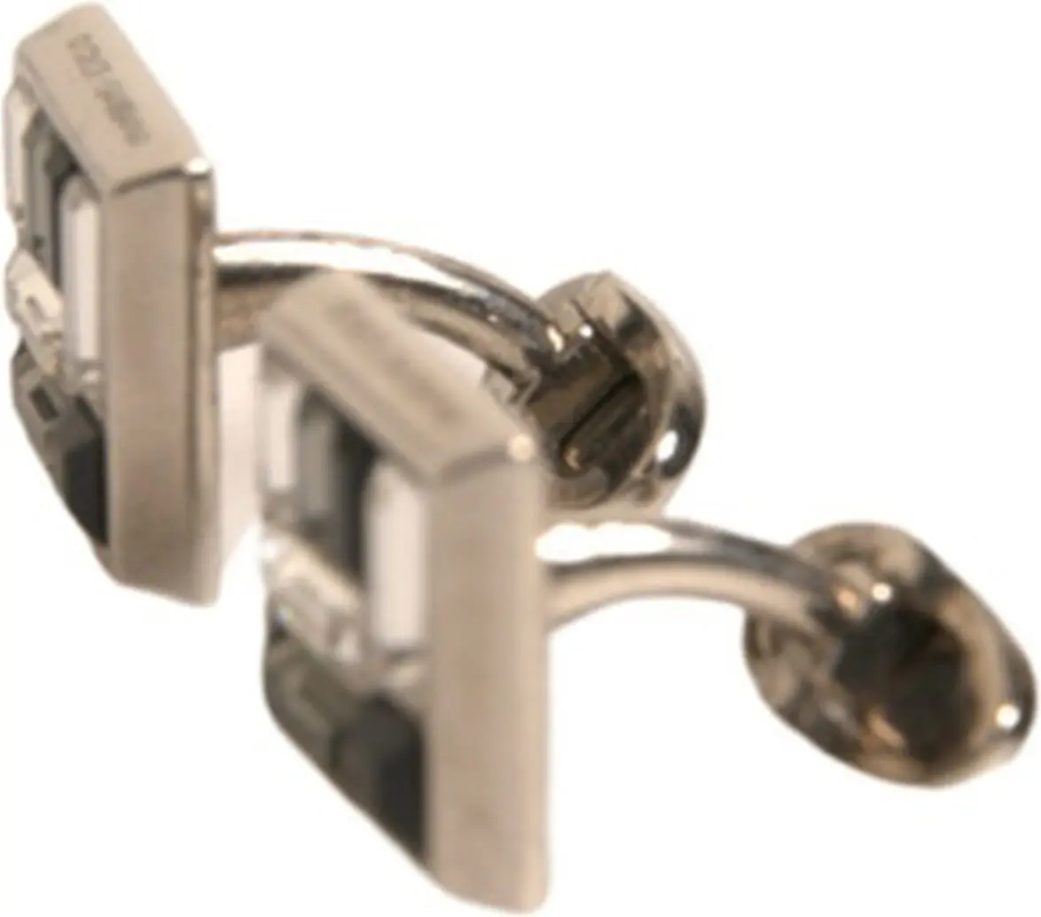 Silver Plated Brass Pin Crystal Cufflinks