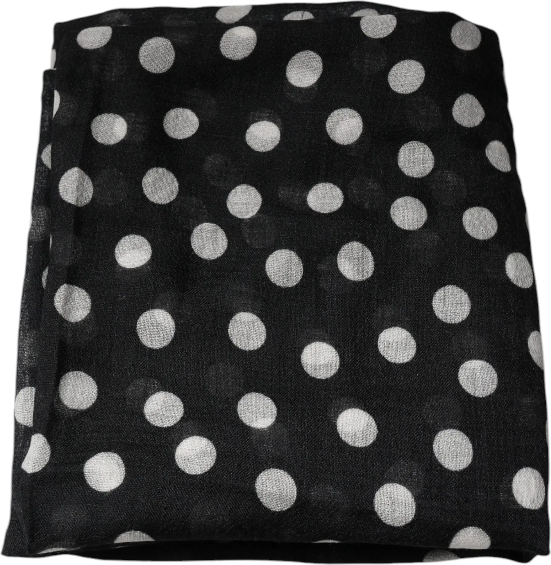 Scarf Dolce & Gabbana Black White Polka Dots Fringes Wrap