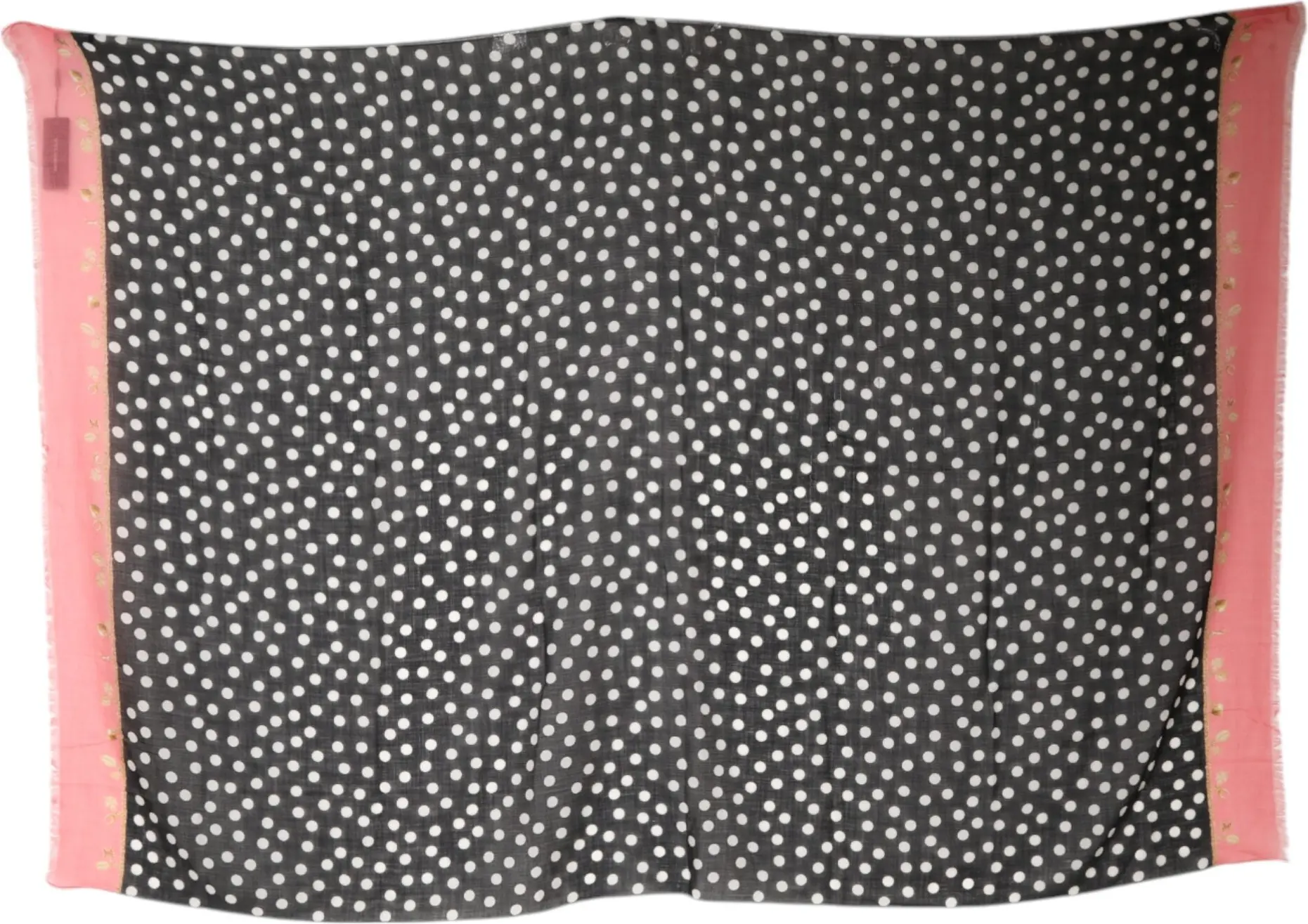 Scarf Dolce & Gabbana Black White Polka Dots Fringes Wrap