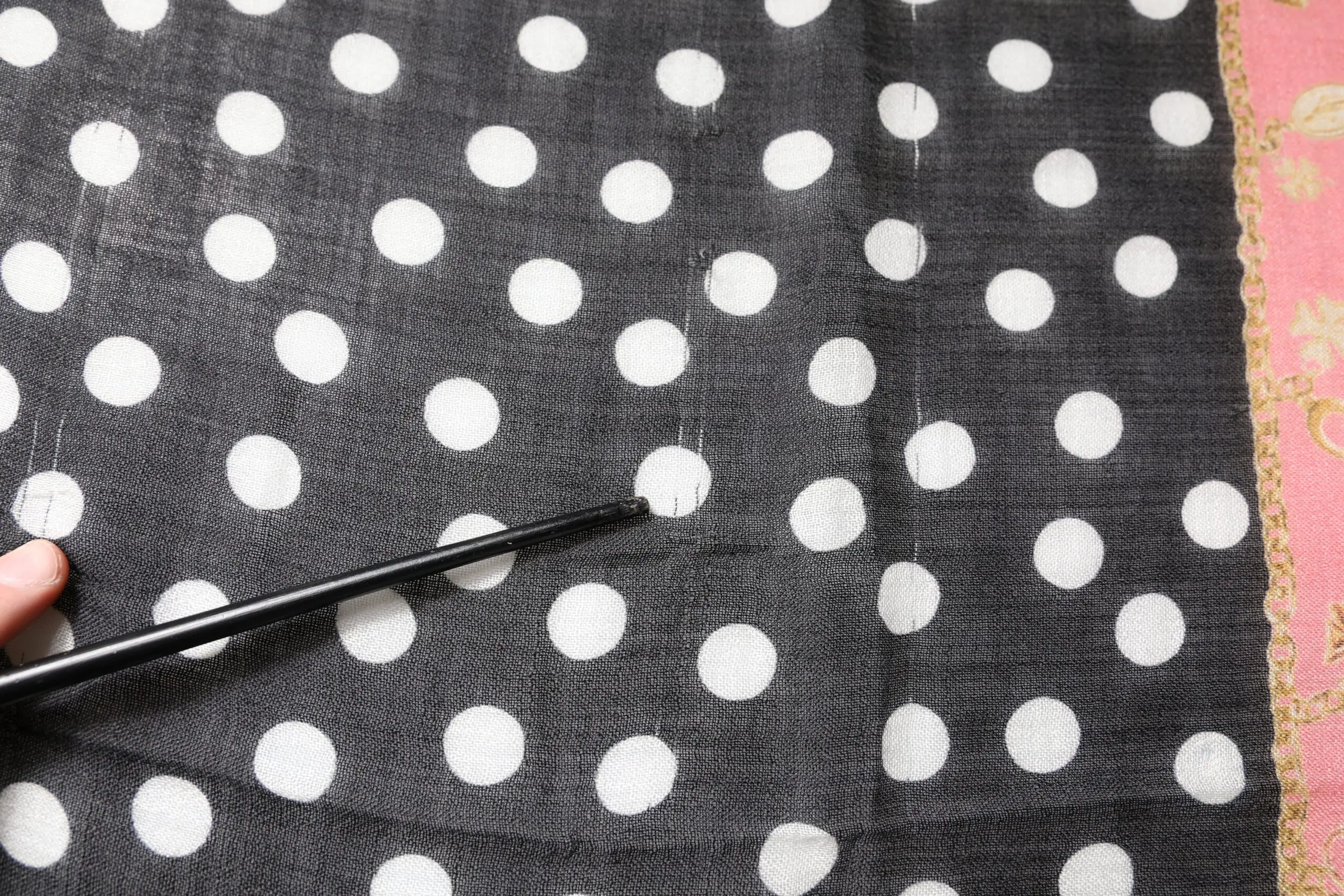 Scarf Dolce & Gabbana Black White Polka Dots Fringes Wrap