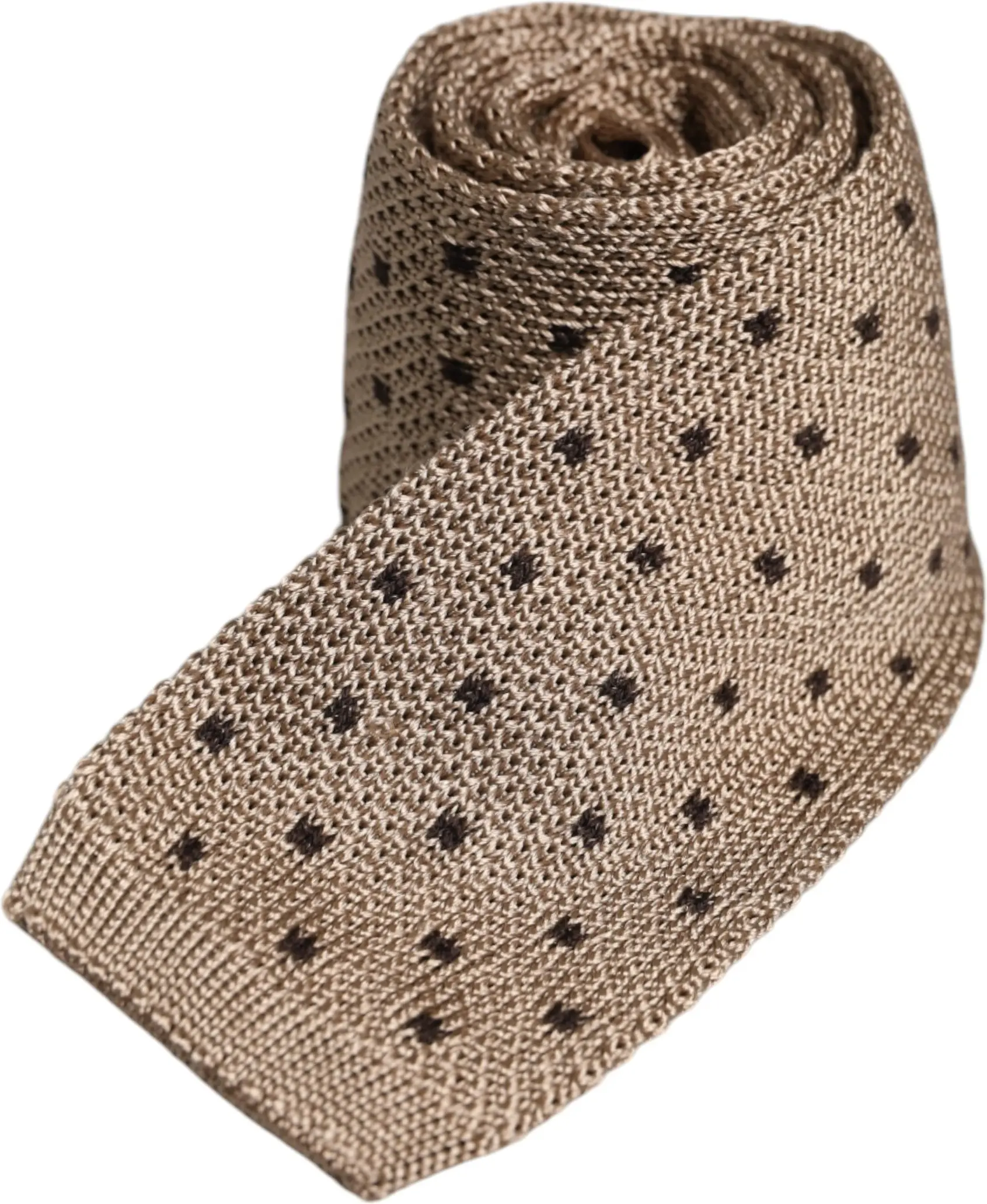 Necktie Dolce & Gabbana Beige Polka Dot Silk Adjustable Necktie Tie