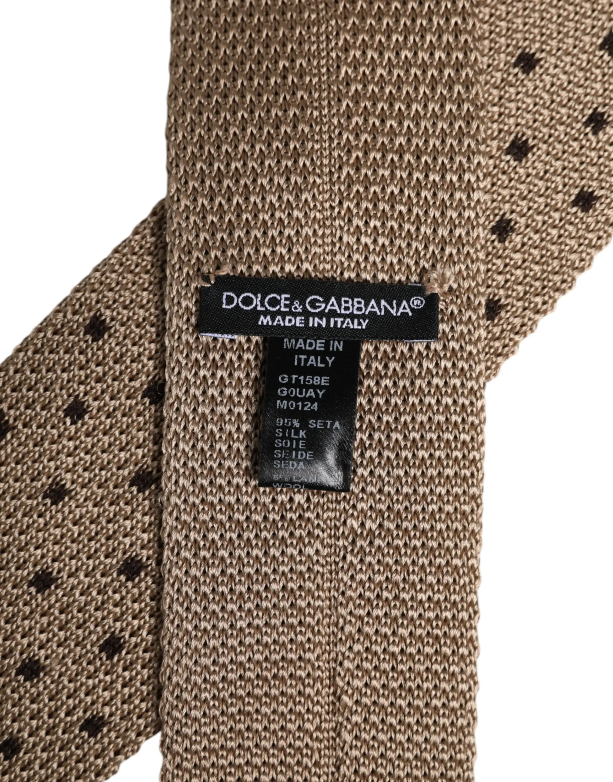 Necktie Dolce & Gabbana Beige Polka Dot Silk Adjustable Necktie Tie