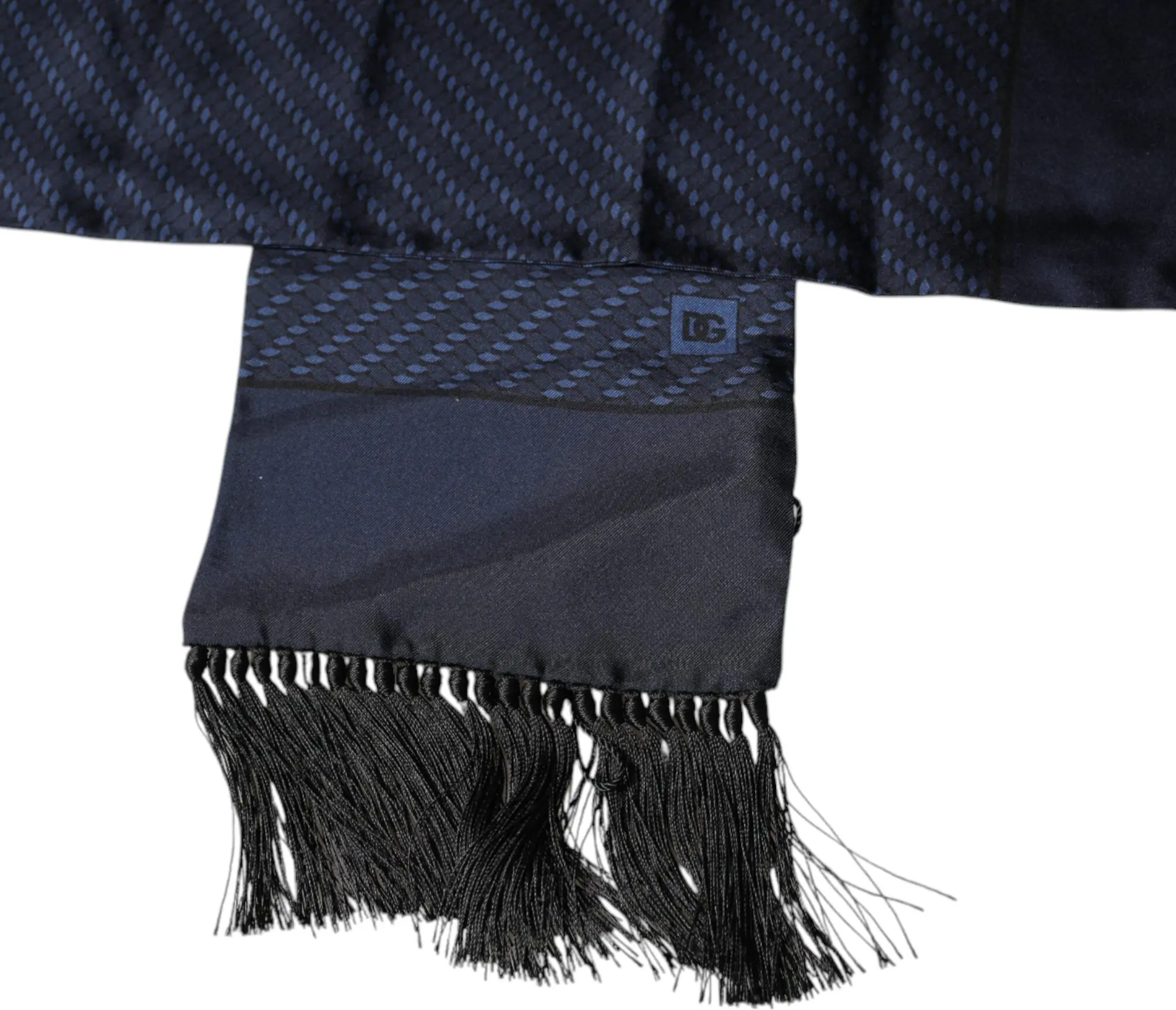Scarf Dolce & Gabbana Dark Blue Fantasy Fringes Neck Wrap