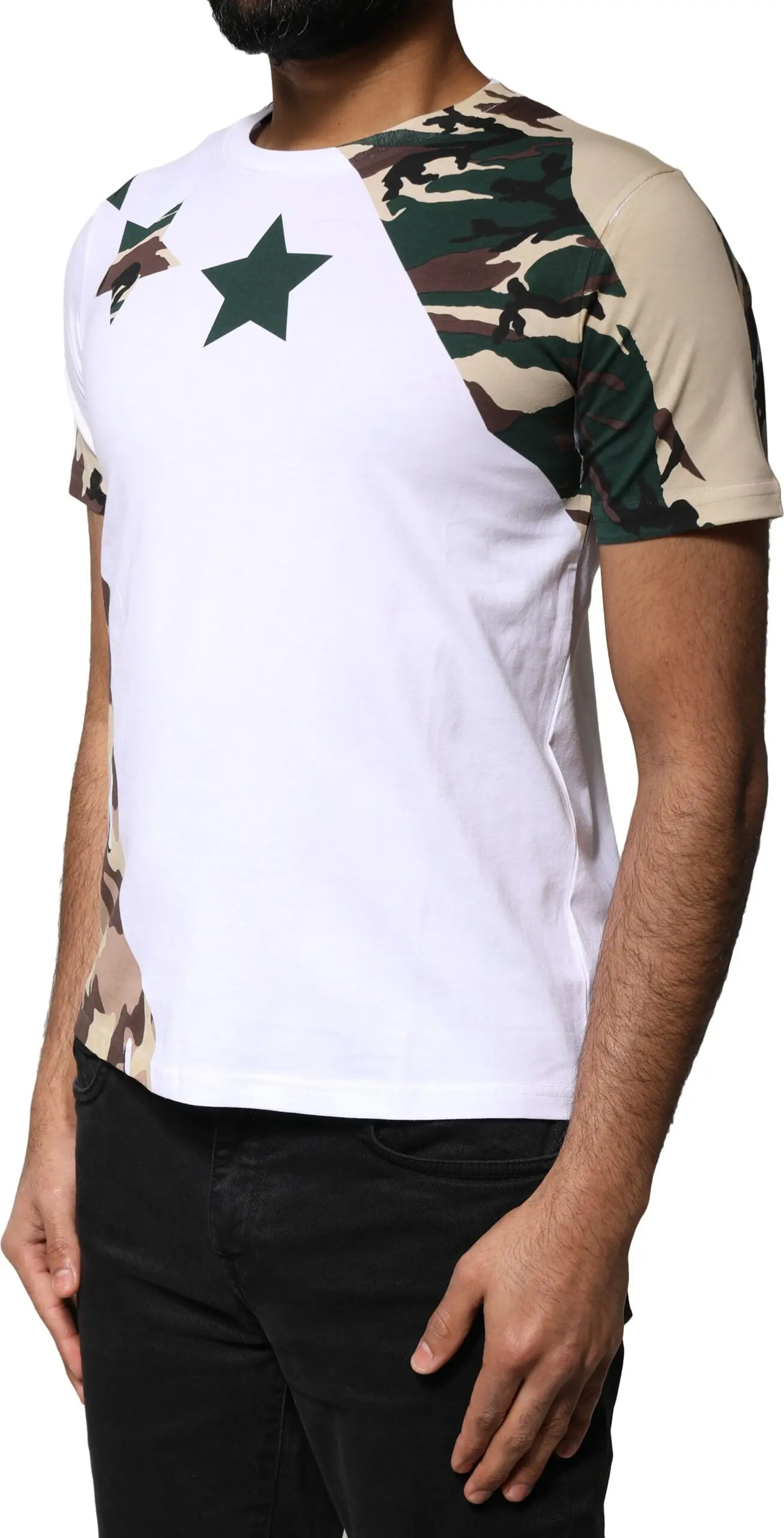 White Camouflage Stars Crew Neck T-shirt Dolce & Gabbana