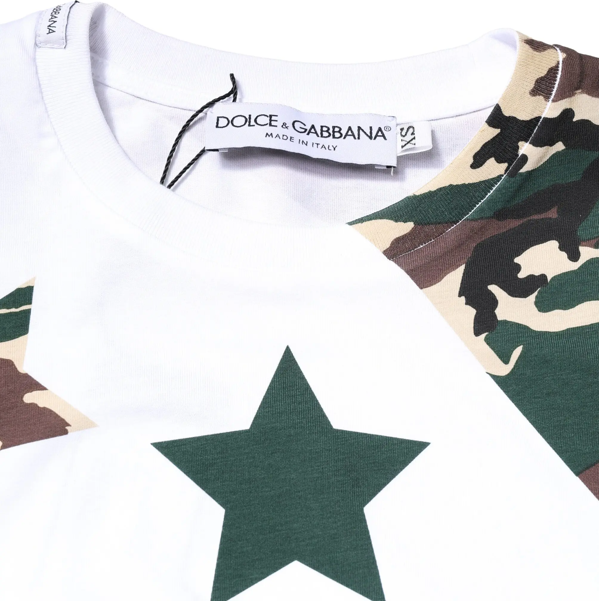 White Camouflage Stars Crew Neck T-shirt Dolce & Gabbana