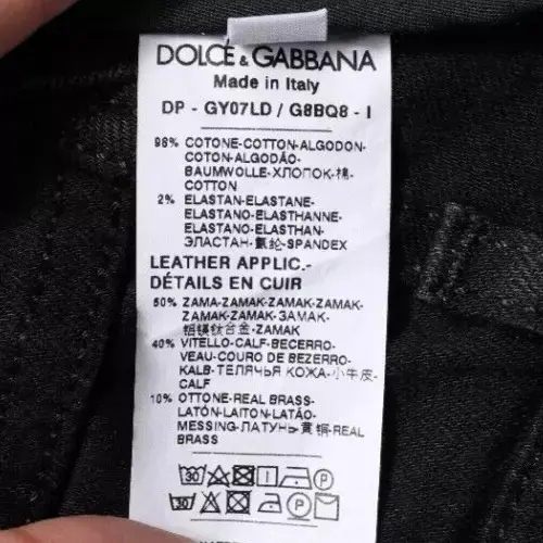 Dolce & Gabbana logotipli qora paxta streç tor jinsi shim