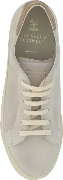 Cream White Leather Sneakers by Brunello Cucinelli