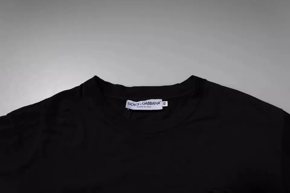 Dolce & Gabbana logotipli qora paxta futbolka