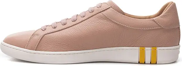 Bally pushti rangli teri va matodan tikilgan pastki krossovkalari
