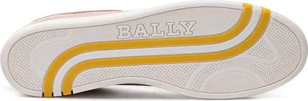 Bally pushti rangli teri va matodan tikilgan pastki krossovkalari
