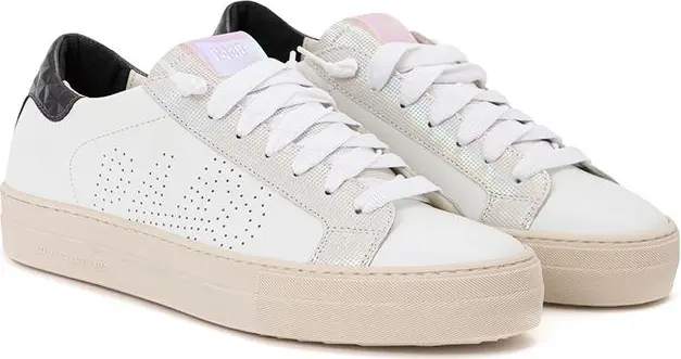 White Leather Athletic Sneakers P448