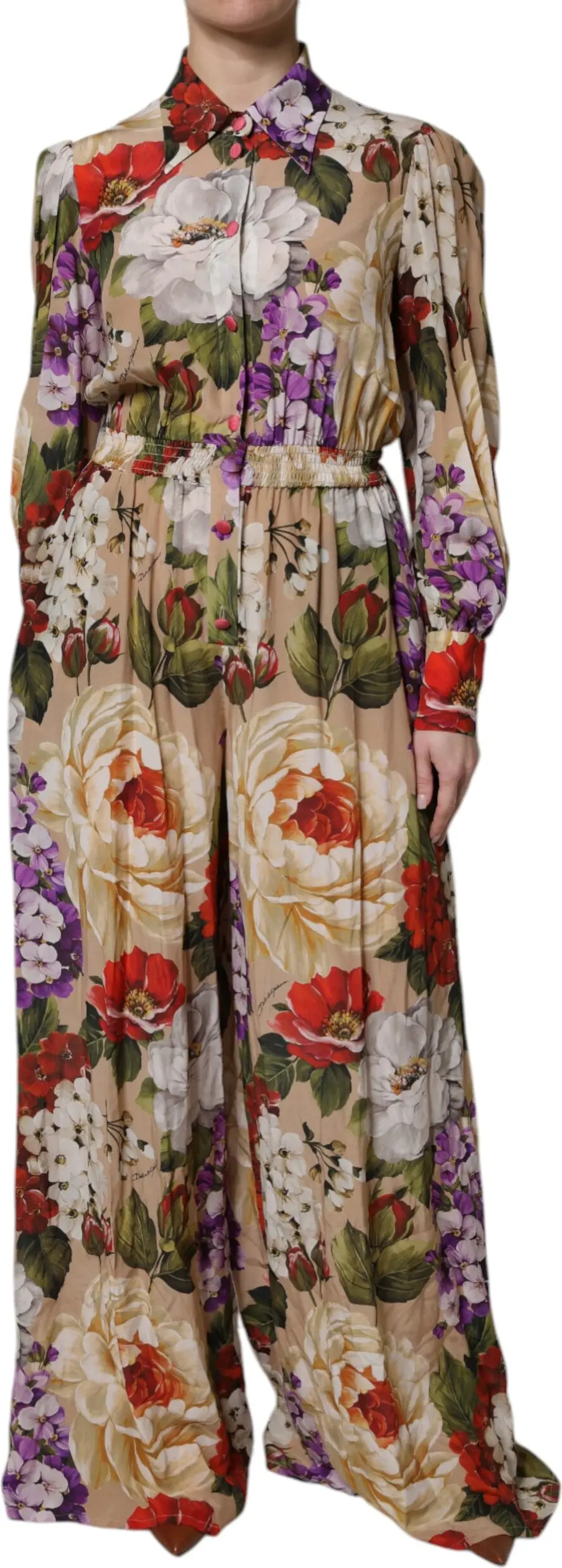 Multicolor Floral Wide Leg Jumpsuit Dress Dolce & Gabbana