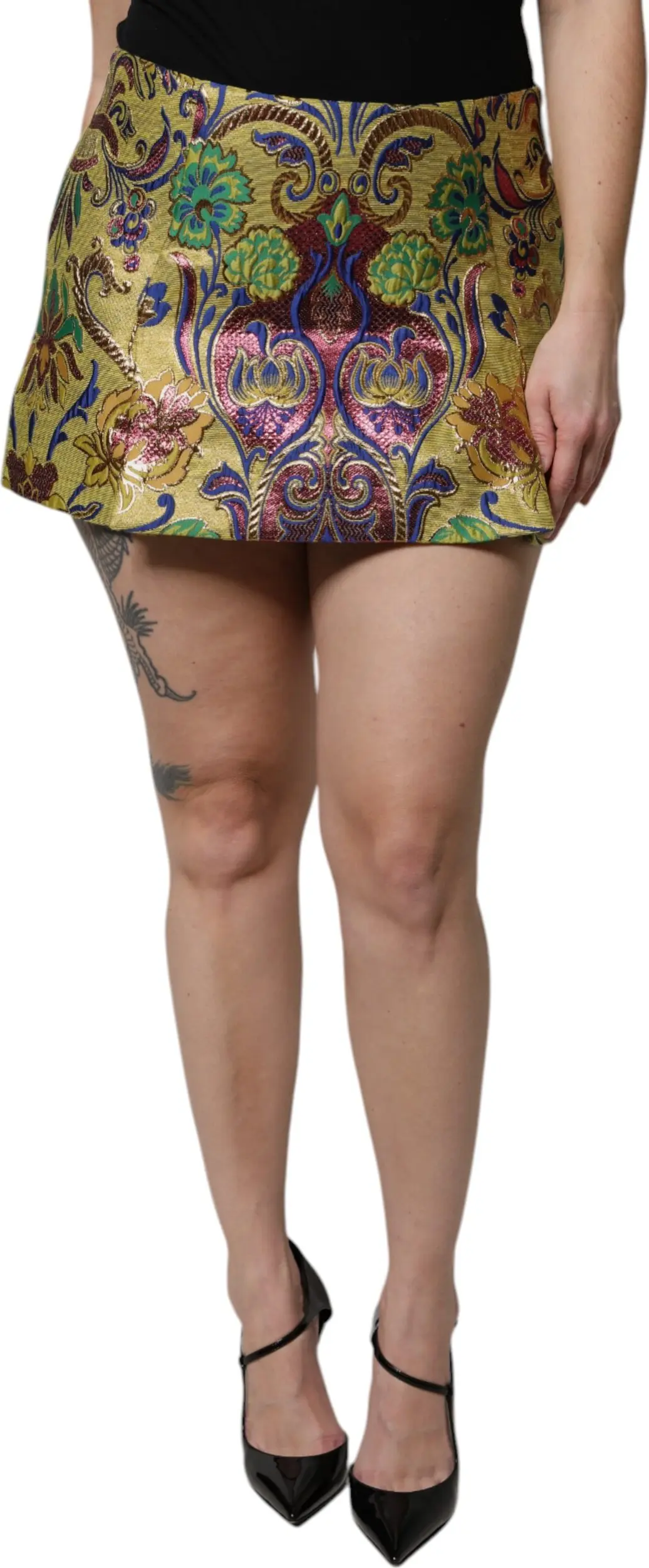 Multicolor Floral Jacquard Mid Waist Mini Skirt Dolce & Gabbana