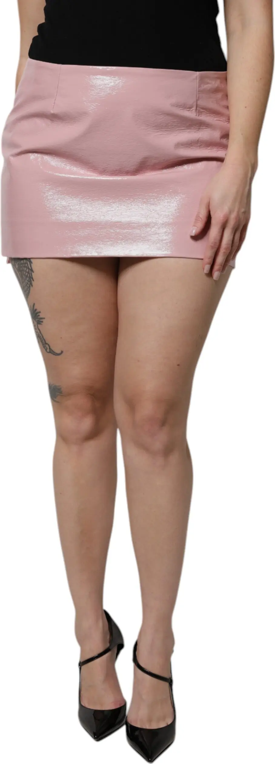 Glossy Pink Cotton High Waist Mini Skirt Dolce & Gabbana
