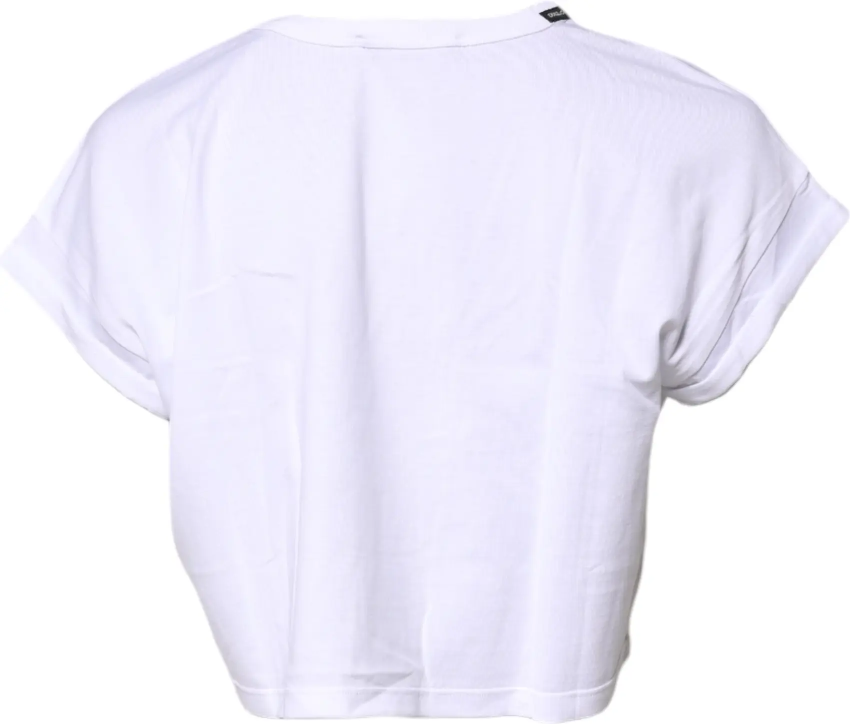 White Cotton Crew Neck Cropped T-shirt Top Dolce & Gabbana