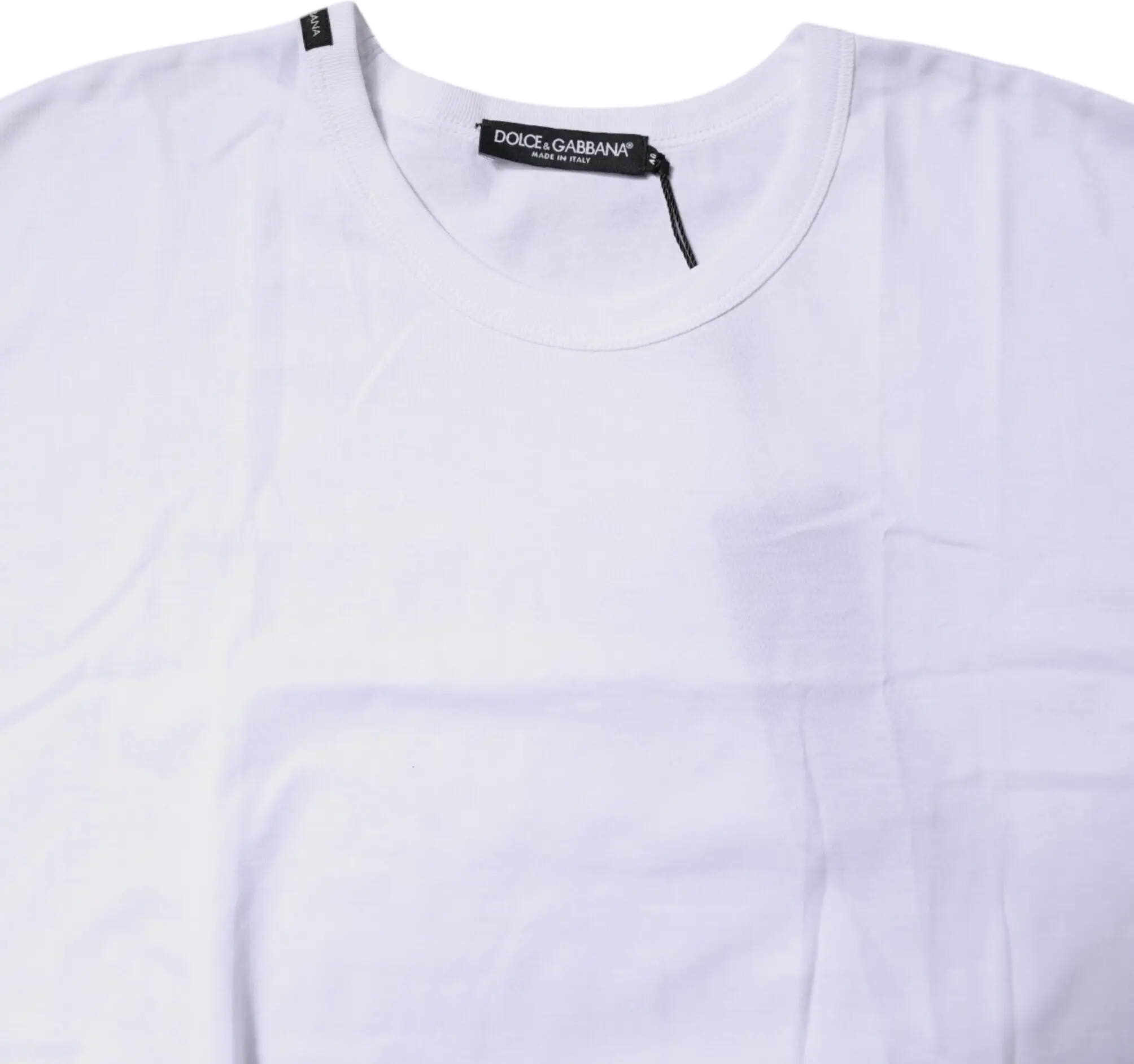White Cotton Crew Neck Cropped T-shirt Top Dolce & Gabbana