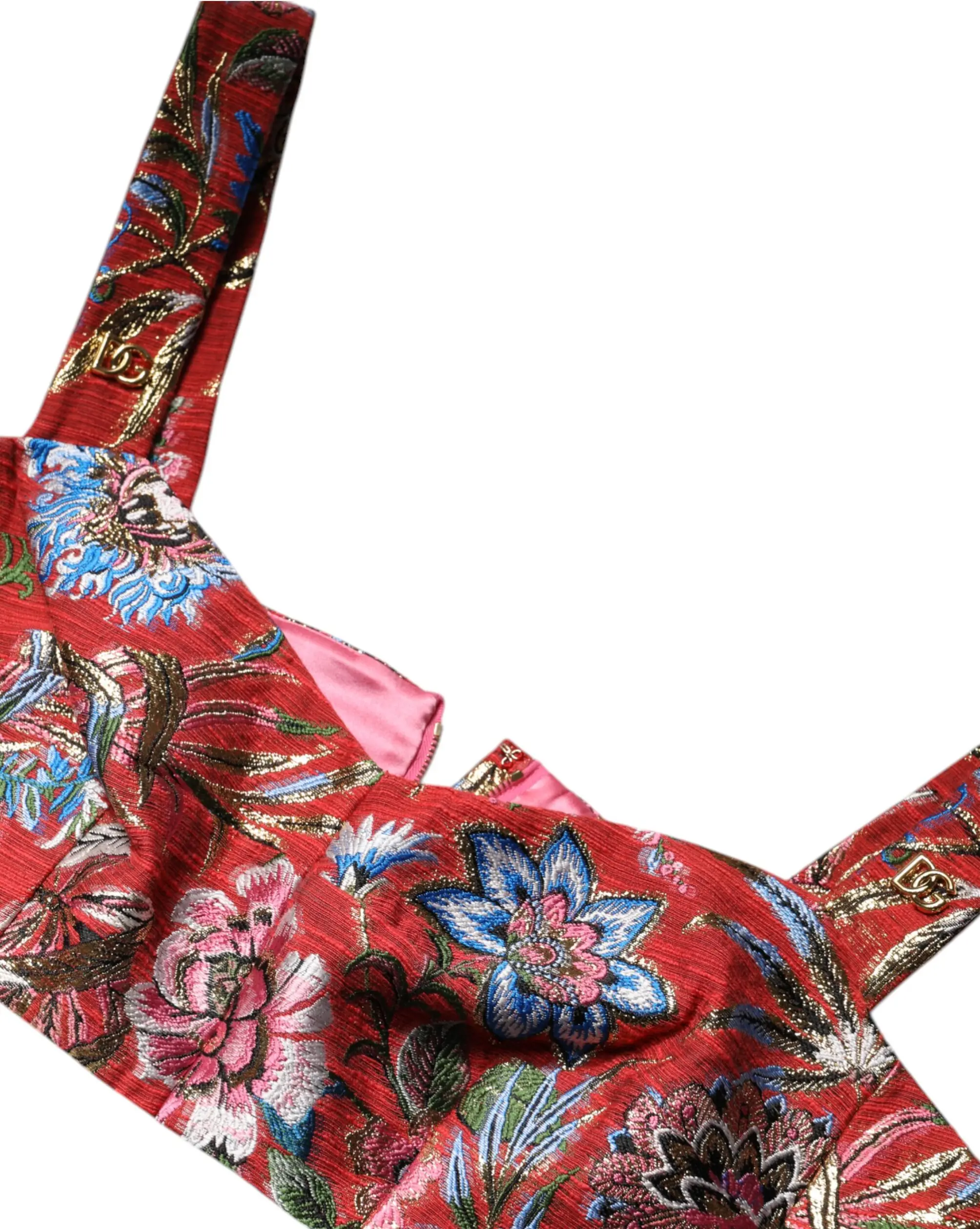 Красный корсет-бюстье с цветочным жаккардовым узором Dolce & Gabbana