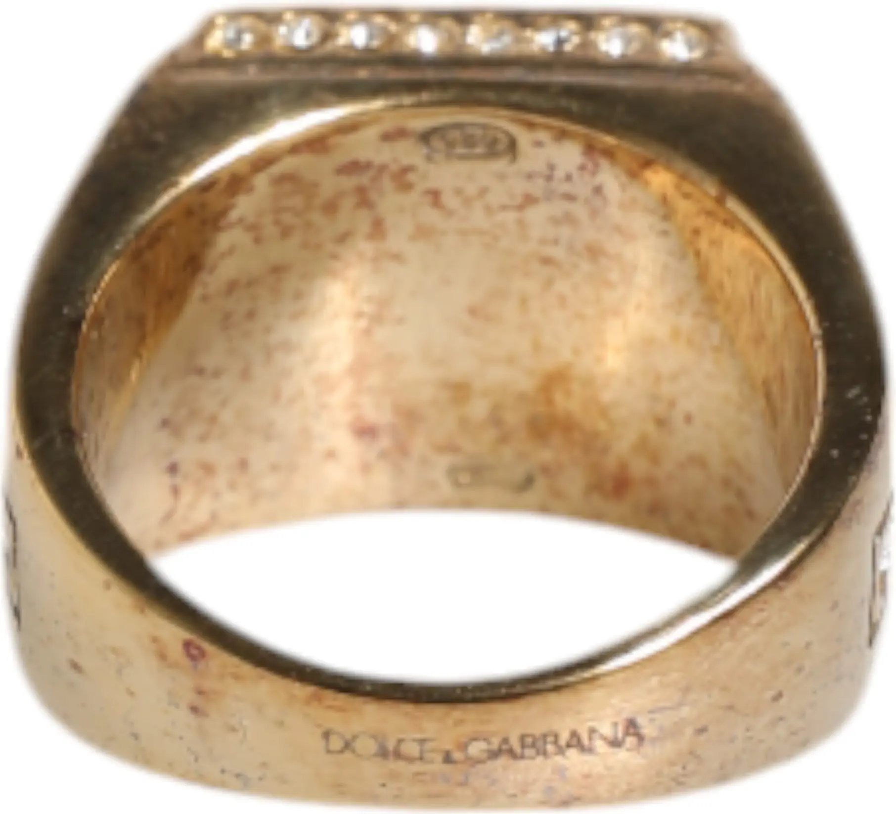Gold Tone Sterling Silver 925 Crystals Ring Dolce & Gabbana