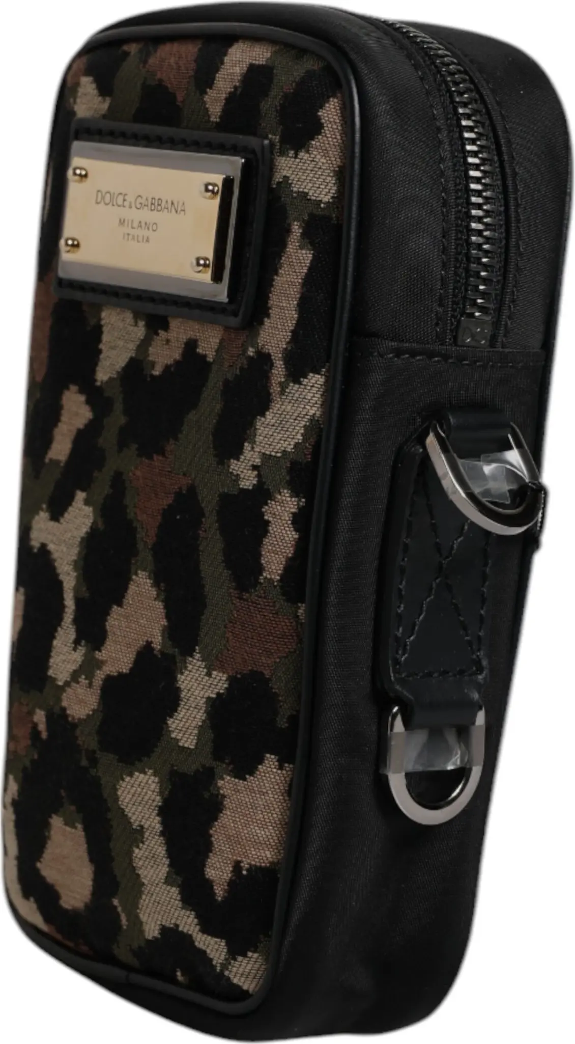 Bag Dolce & Gabbana Multicolor Leopard Jacquard Logo Plaque Neck Strap Bag