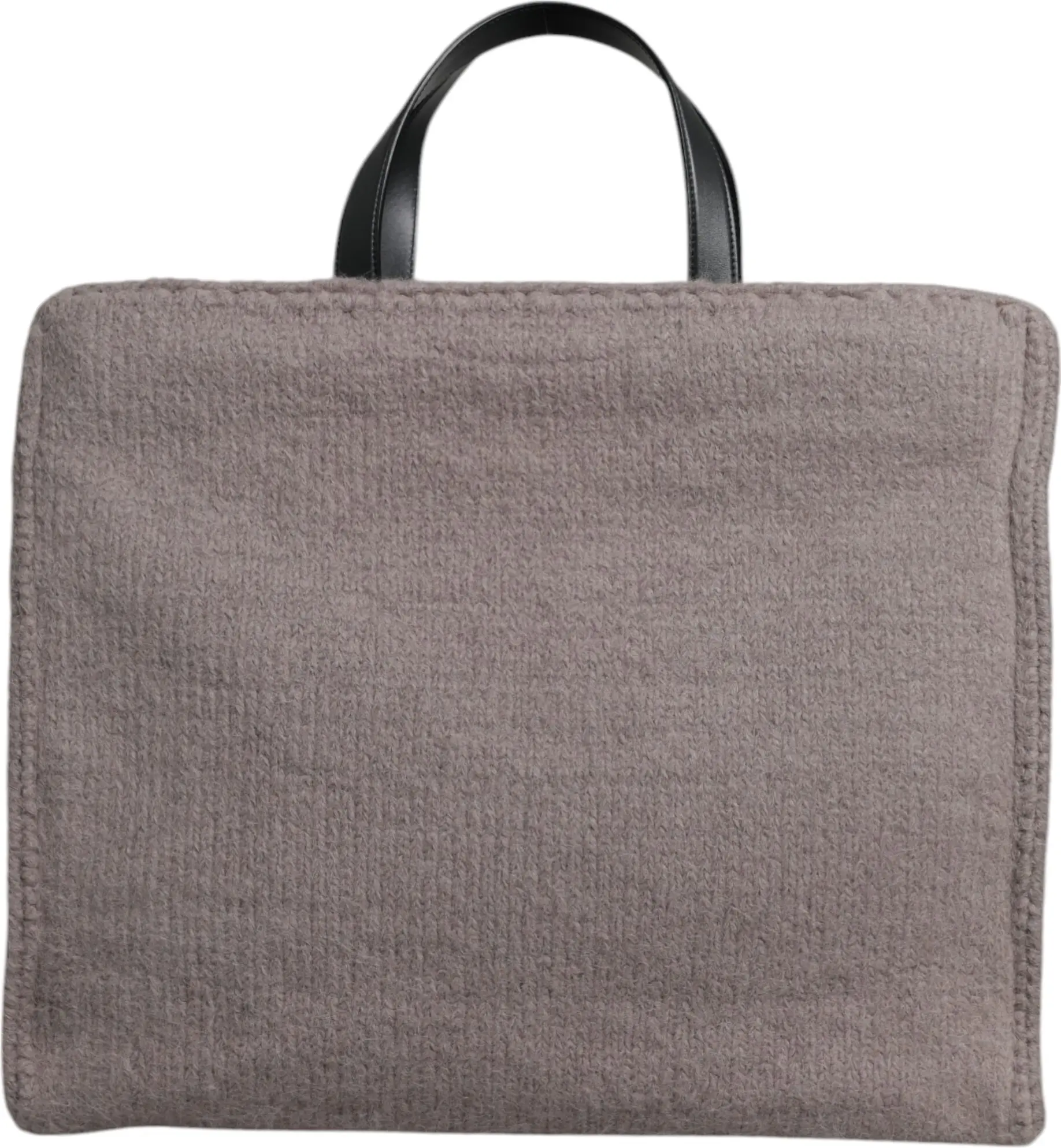 Shoulder Tote Bag Dolce & Gabbana Grey Alpaca Wool Logo Plaque