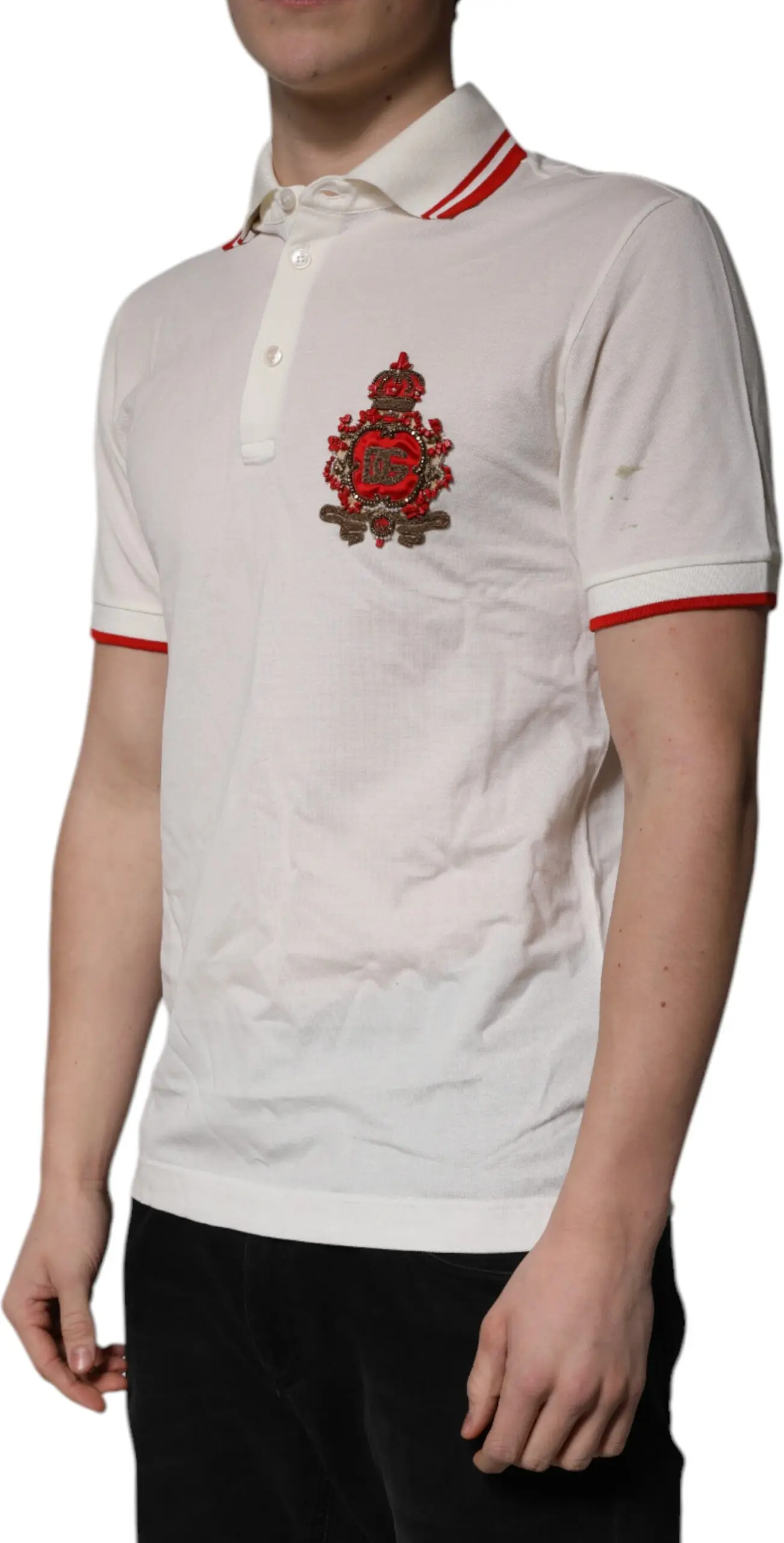 White Cotton Logo Collared Polo Men T-shirt Dolce & Gabbana