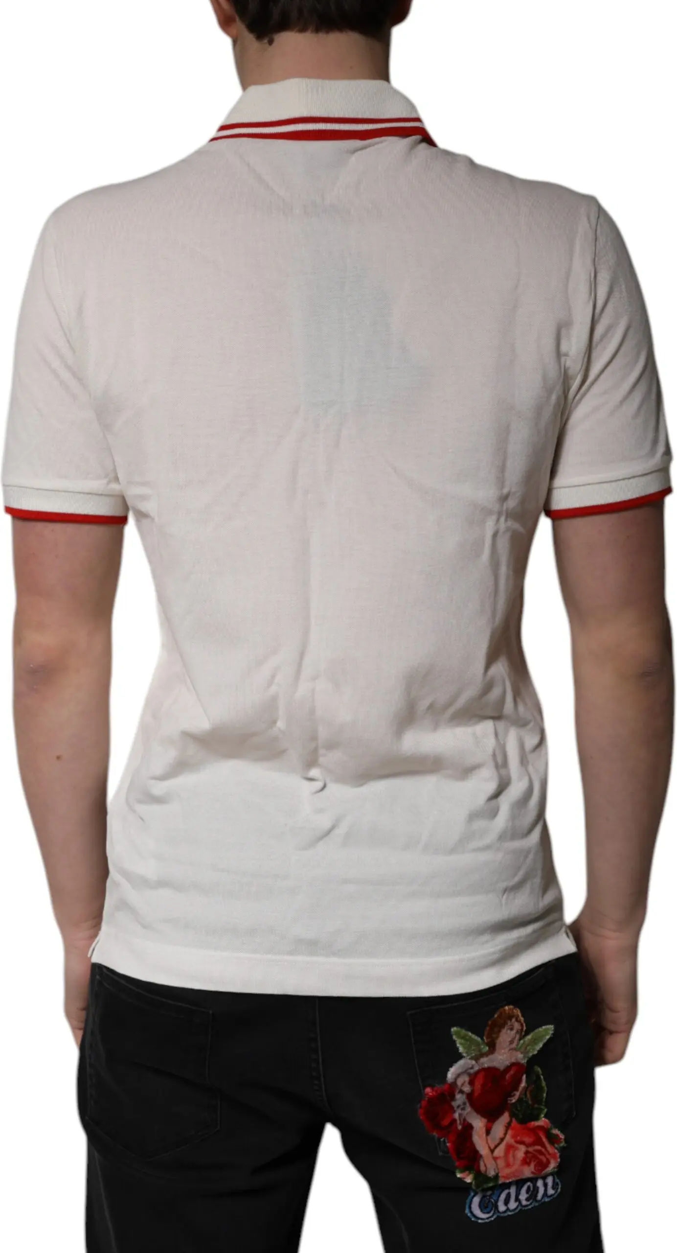 White Cotton Logo Collared Polo Men T-shirt Dolce & Gabbana