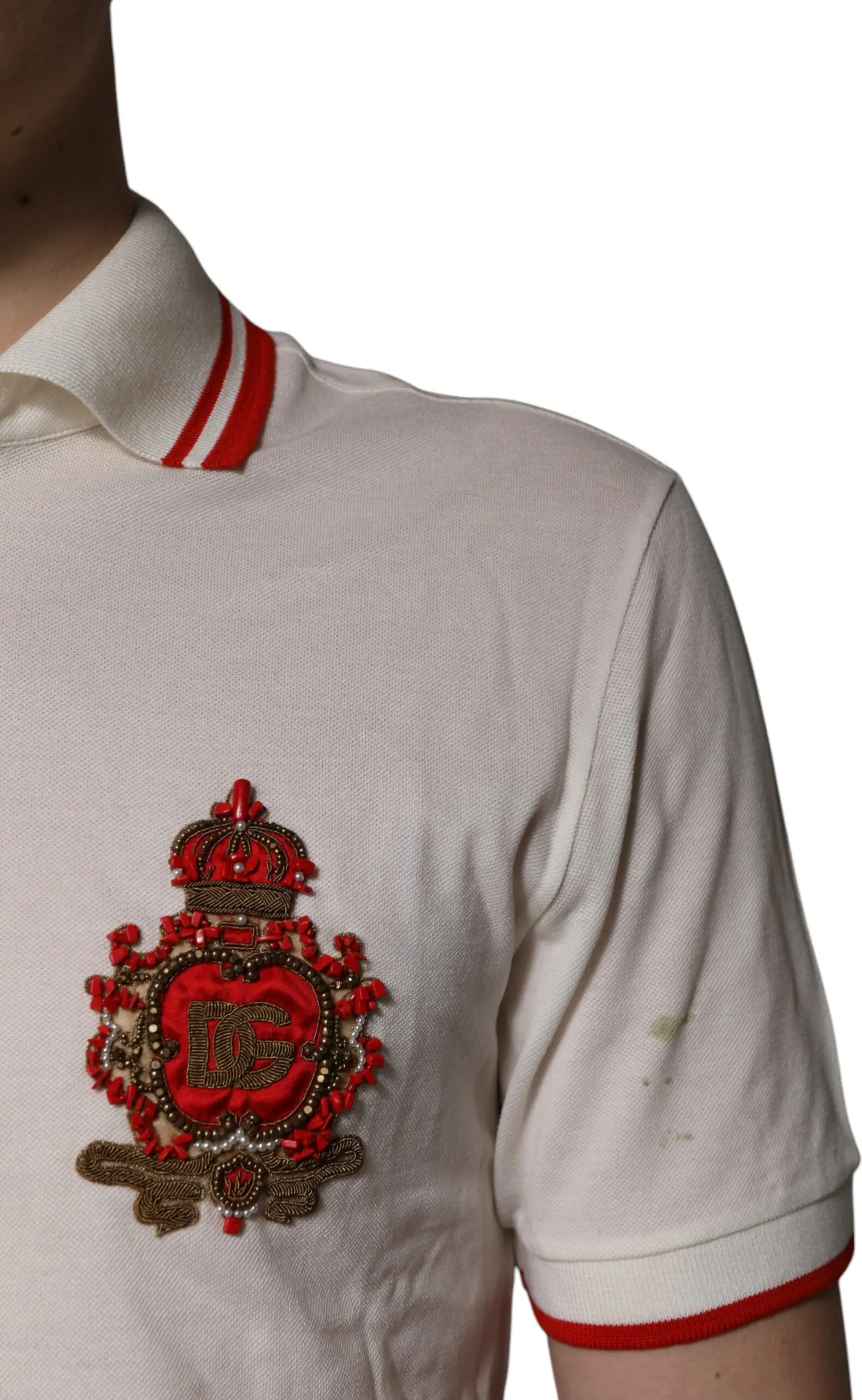 White Cotton Logo Collared Polo Men T-shirt Dolce & Gabbana