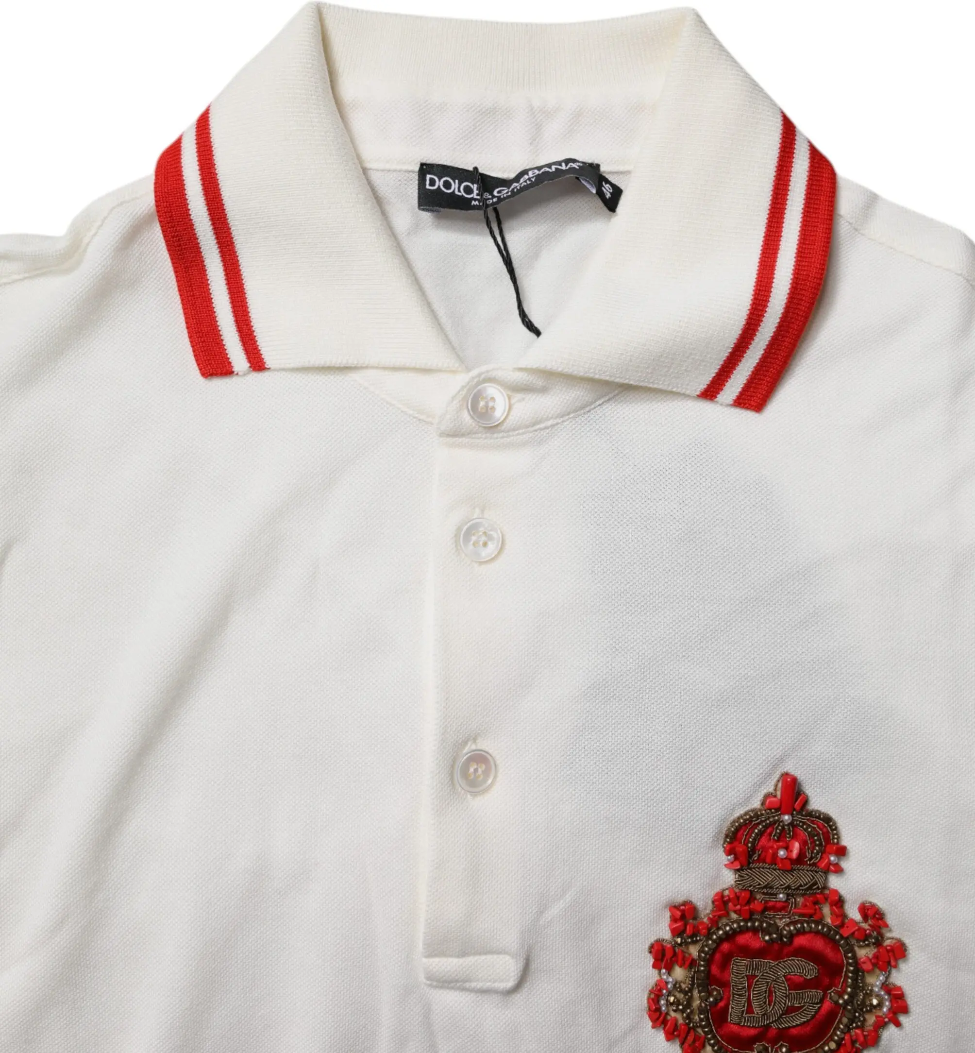 White Cotton Logo Collared Polo Men T-shirt Dolce & Gabbana