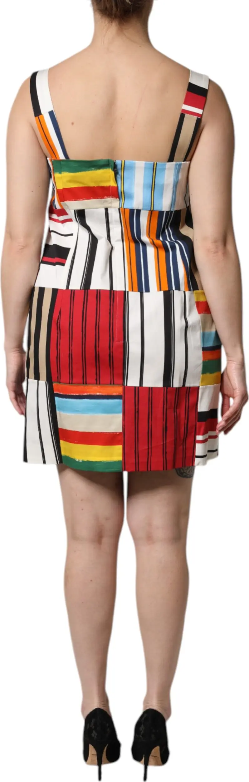 Dress Multicolor Cotton Stripe Sleeveless