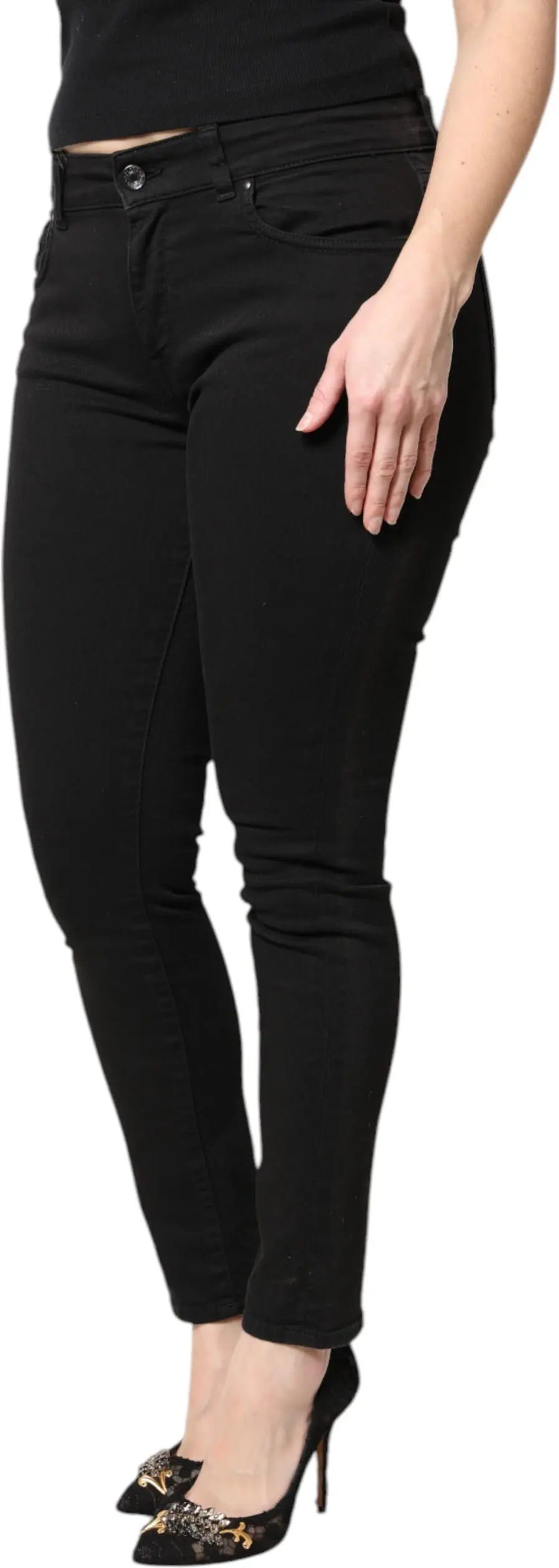 Dolce & Gabbana Qora Paxta O'rta Bel Skinny JinsShimlar