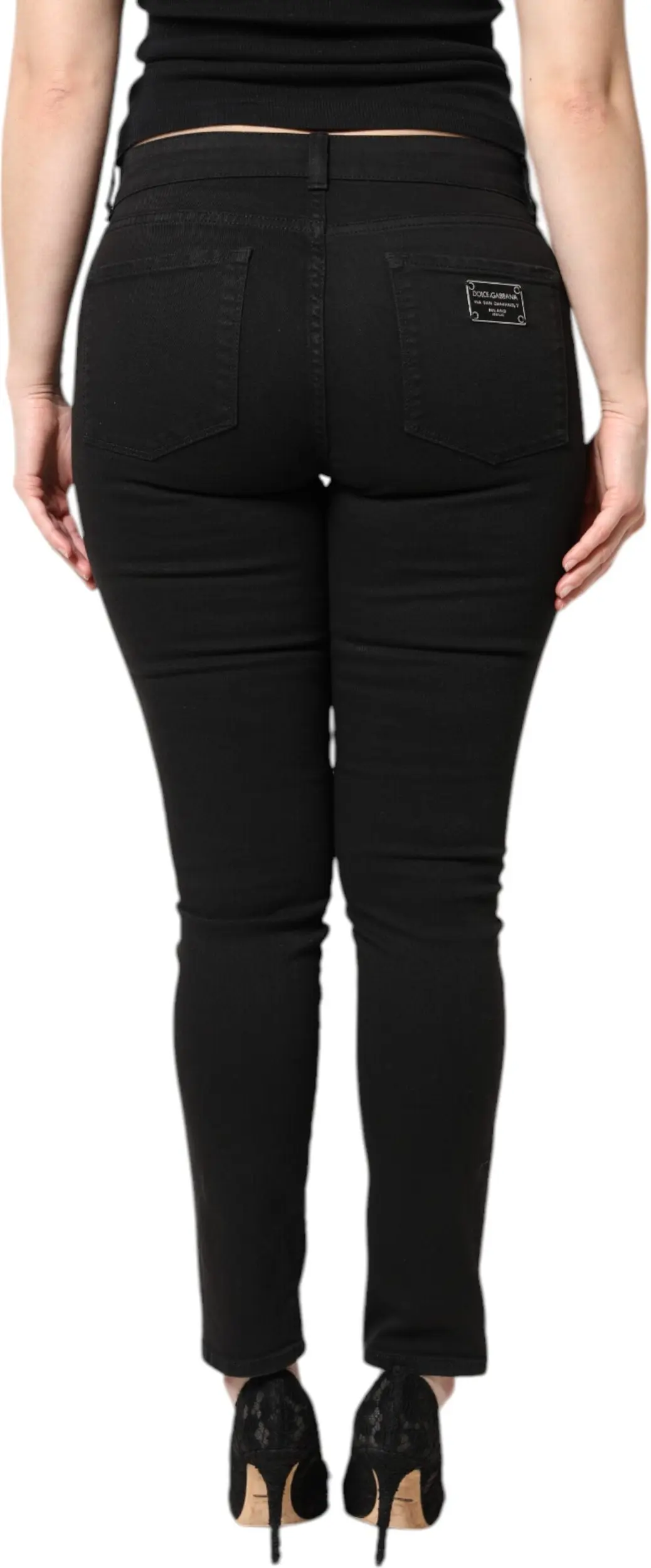 Dolce & Gabbana Qora Paxta O'rta Bel Skinny JinsShimlar